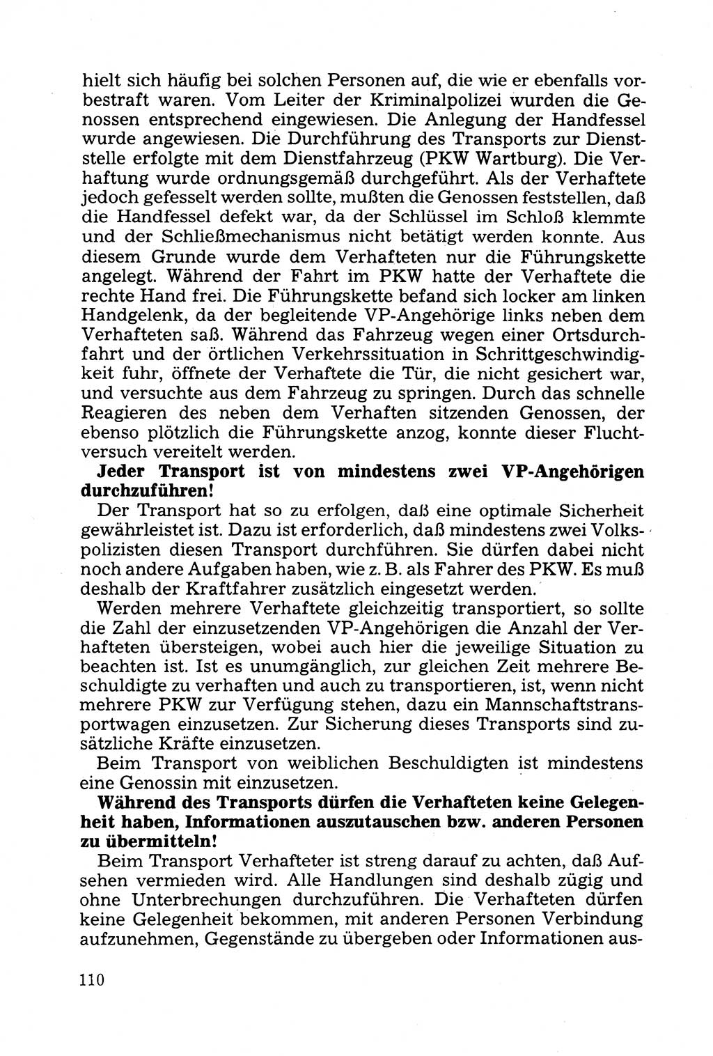 Strafprozessuale und taktisch-methodische Grundfragen der Freiheitsentziehung im Ermittlungsverfahren [Deutsche Demokratische Republik (DDR)] 1982, Seite 110 (Strafproz. Grundfr. EV DDR 1982, S. 110)
