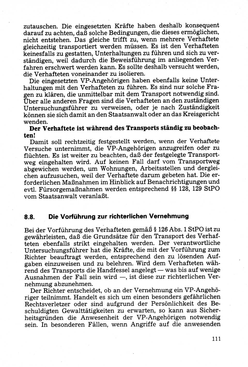 Strafprozessuale und taktisch-methodische Grundfragen der Freiheitsentziehung im Ermittlungsverfahren [Deutsche Demokratische Republik (DDR)] 1982, Seite 111 (Strafproz. Grundfr. EV DDR 1982, S. 111)