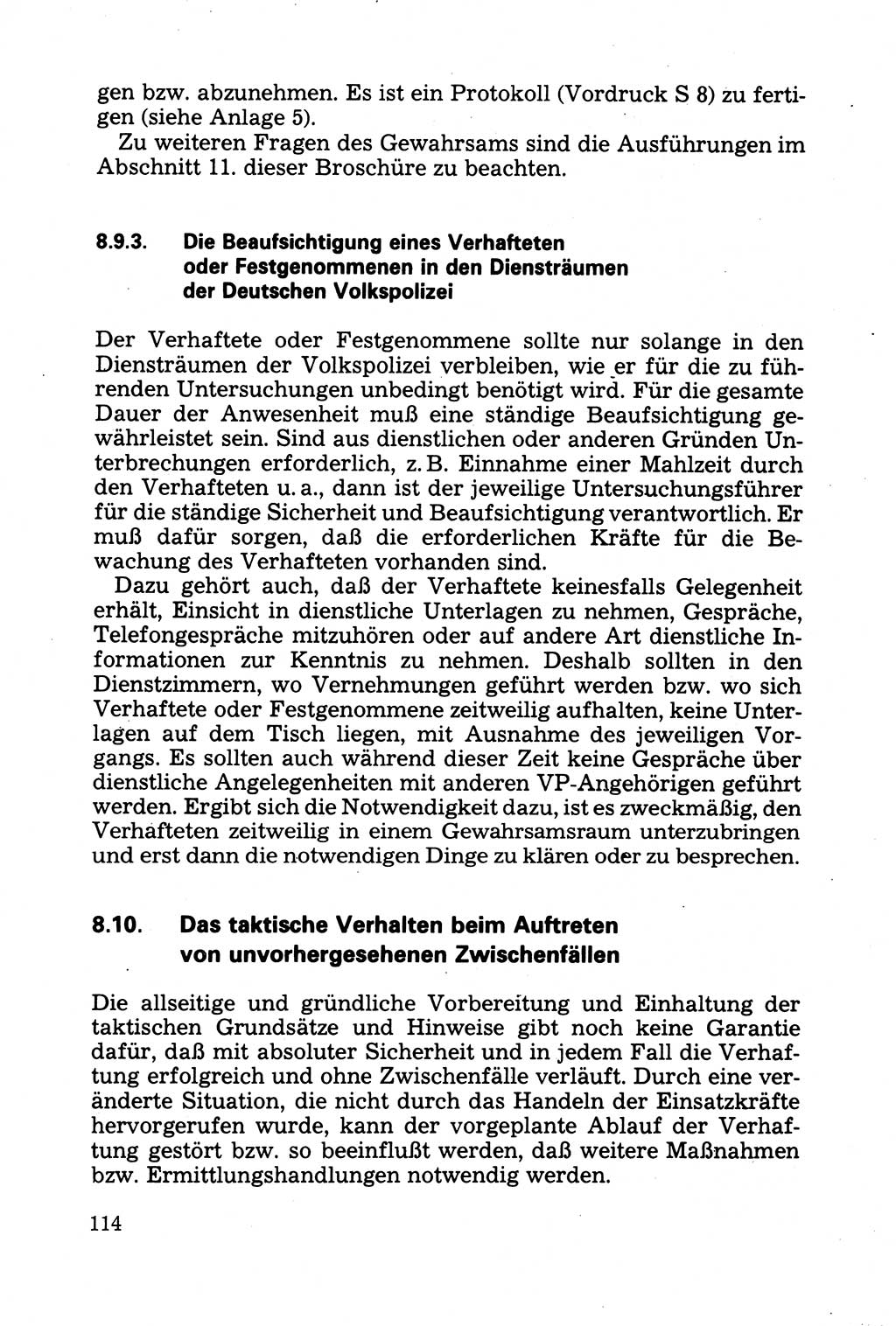 Strafprozessuale und taktisch-methodische Grundfragen der Freiheitsentziehung im Ermittlungsverfahren [Deutsche Demokratische Republik (DDR)] 1982, Seite 114 (Strafproz. Grundfr. EV DDR 1982, S. 114)