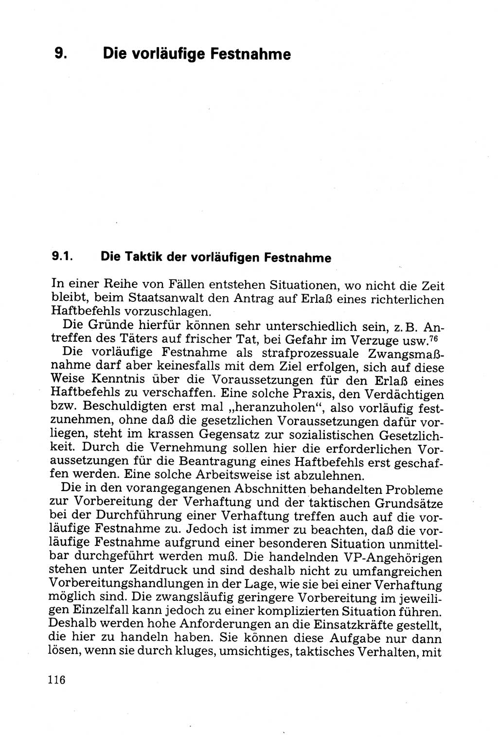 Strafprozessuale und taktisch-methodische Grundfragen der Freiheitsentziehung im Ermittlungsverfahren [Deutsche Demokratische Republik (DDR)] 1982, Seite 116 (Strafproz. Grundfr. EV DDR 1982, S. 116)