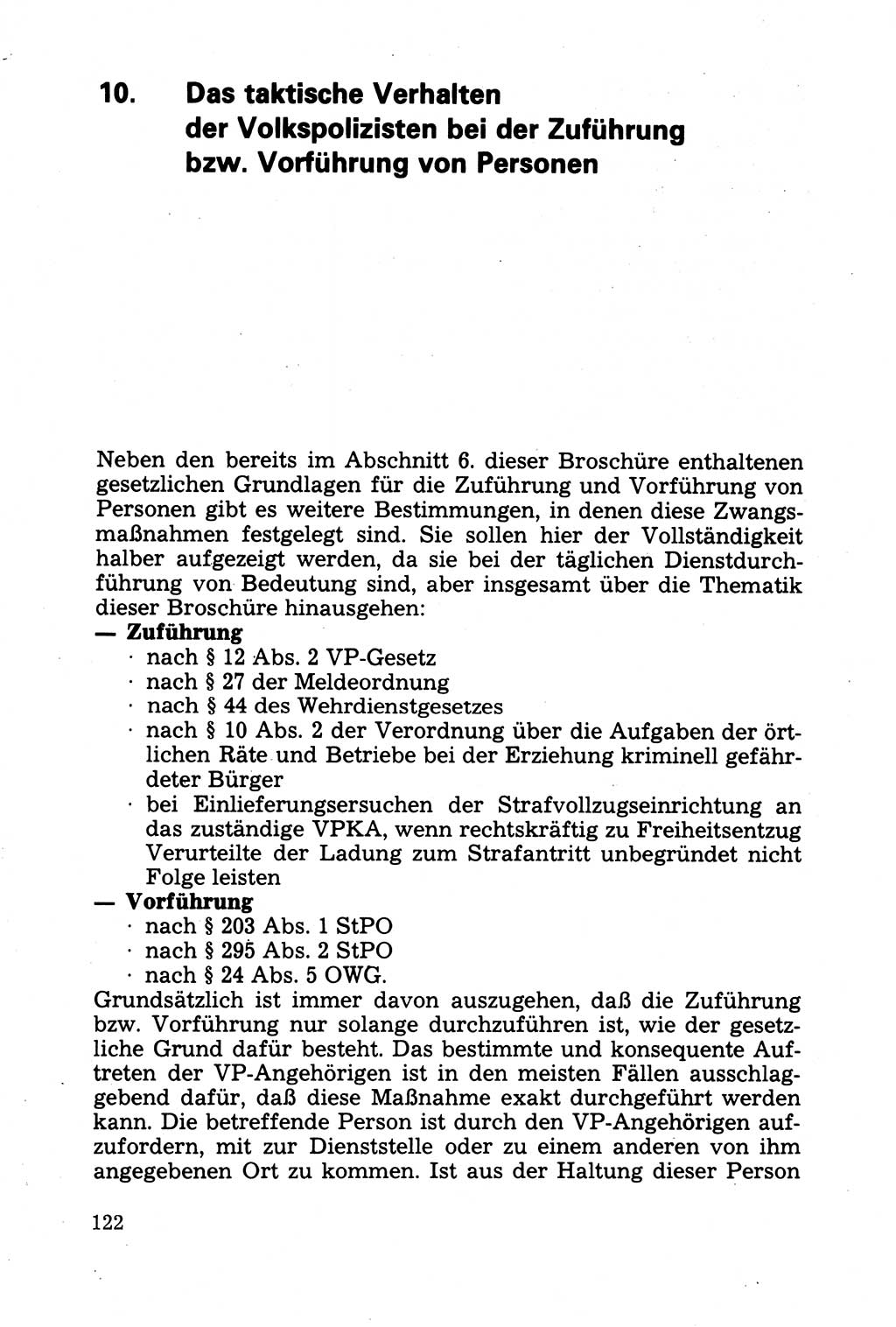 Strafprozessuale und taktisch-methodische Grundfragen der Freiheitsentziehung im Ermittlungsverfahren [Deutsche Demokratische Republik (DDR)] 1982, Seite 122 (Strafproz. Grundfr. EV DDR 1982, S. 122)