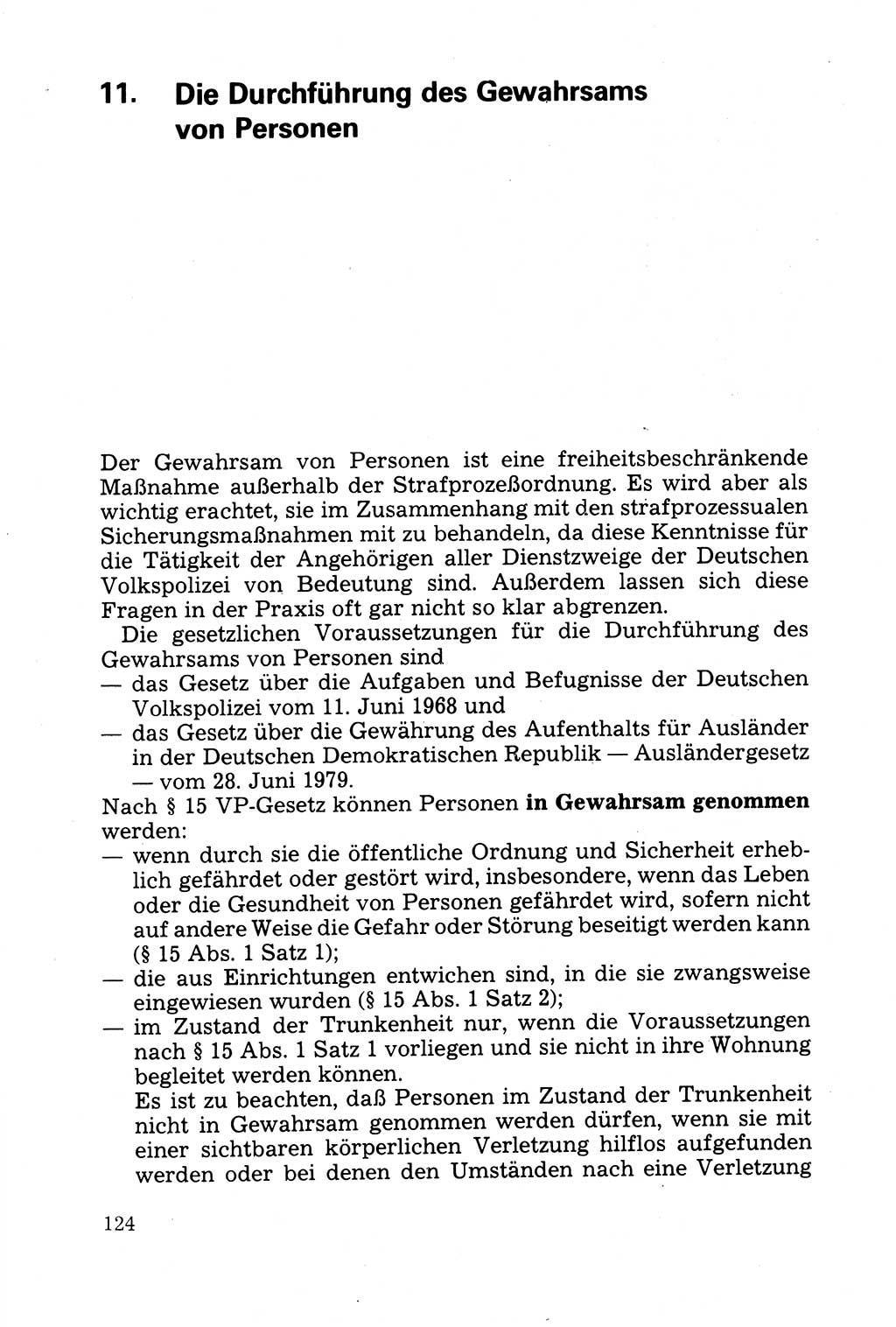 Strafprozessuale und taktisch-methodische Grundfragen der Freiheitsentziehung im Ermittlungsverfahren [Deutsche Demokratische Republik (DDR)] 1982, Seite 124 (Strafproz. Grundfr. EV DDR 1982, S. 124)
