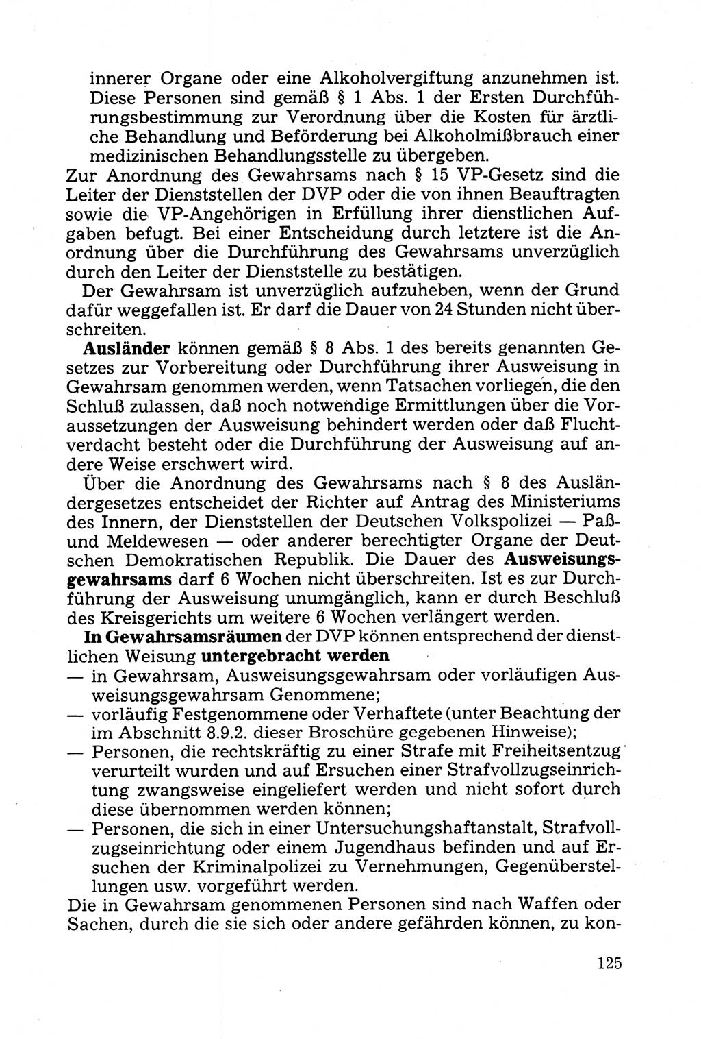 Strafprozessuale und taktisch-methodische Grundfragen der Freiheitsentziehung im Ermittlungsverfahren [Deutsche Demokratische Republik (DDR)] 1982, Seite 125 (Strafproz. Grundfr. EV DDR 1982, S. 125)