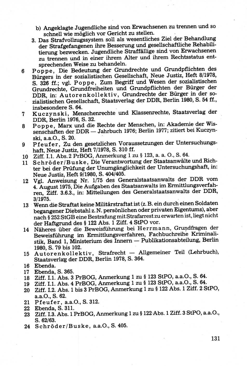 Strafprozessuale und taktisch-methodische Grundfragen der Freiheitsentziehung im Ermittlungsverfahren [Deutsche Demokratische Republik (DDR)] 1982, Seite 131 (Strafproz. Grundfr. EV DDR 1982, S. 131)