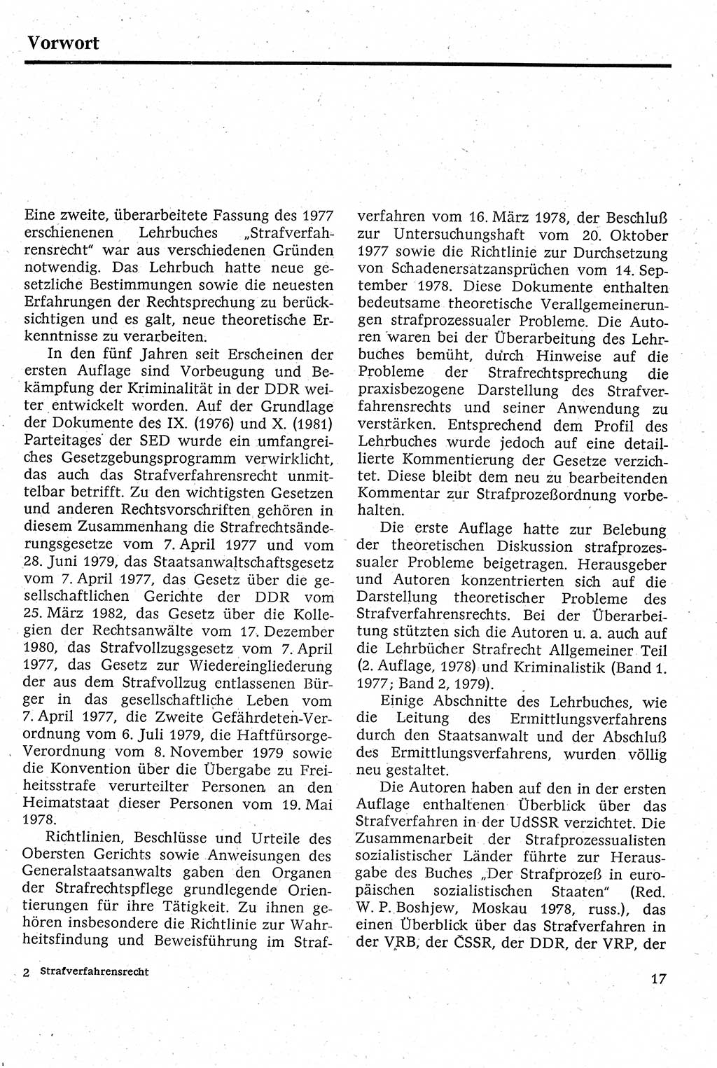Strafverfahrensrecht [Deutsche Demokratische Republik (DDR)], Lehrbuch 1982, Seite 17 (Strafverf.-R. DDR Lb. 1982, S. 17)