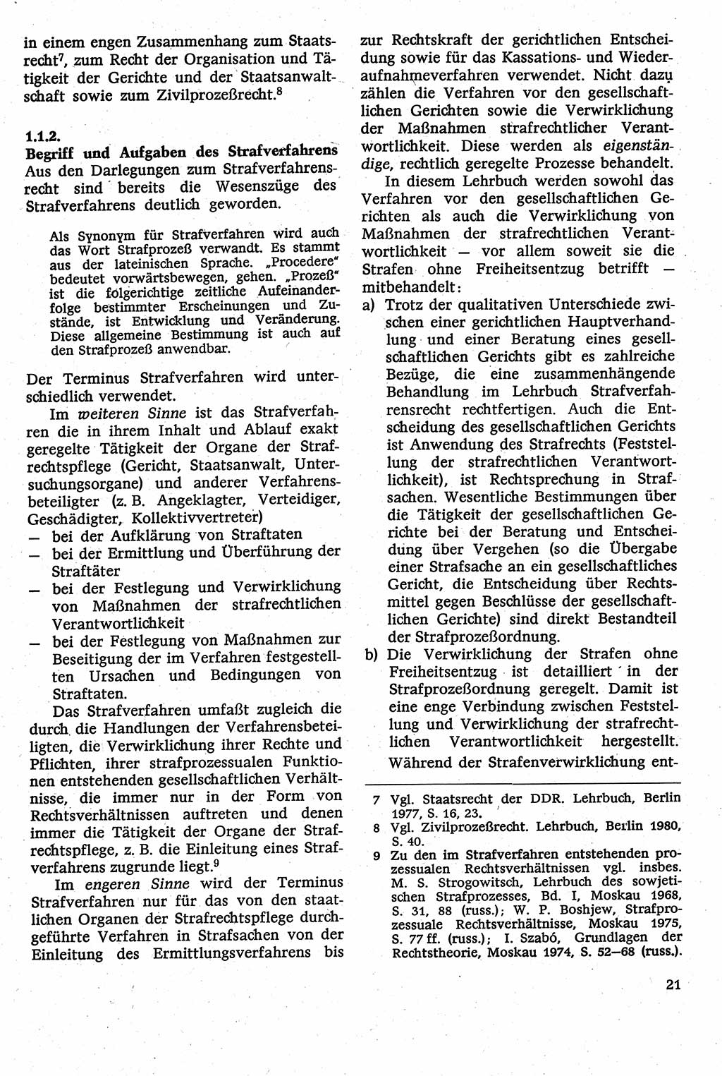 Strafverfahrensrecht [Deutsche Demokratische Republik (DDR)], Lehrbuch 1982, Seite 21 (Strafverf.-R. DDR Lb. 1982, S. 21)