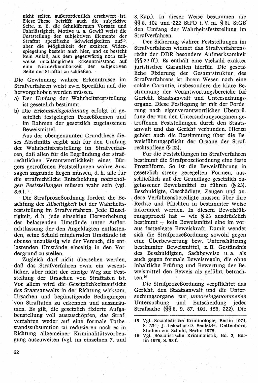 Strafverfahrensrecht [Deutsche Demokratische Republik (DDR)], Lehrbuch 1982, Seite 62 (Strafverf.-R. DDR Lb. 1982, S. 62)