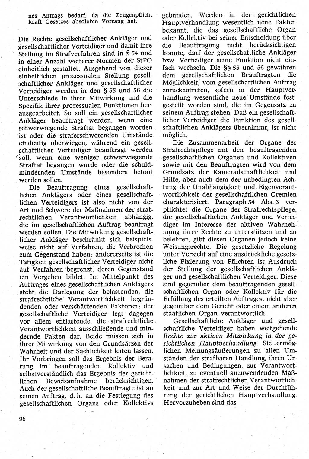 Strafverfahrensrecht [Deutsche Demokratische Republik (DDR)], Lehrbuch 1982, Seite 98 (Strafverf.-R. DDR Lb. 1982, S. 98)