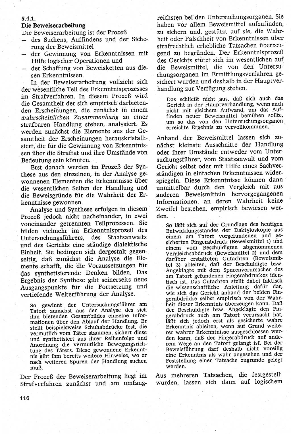Strafverfahrensrecht [Deutsche Demokratische Republik (DDR)], Lehrbuch 1982, Seite 116 (Strafverf.-R. DDR Lb. 1982, S. 116)
