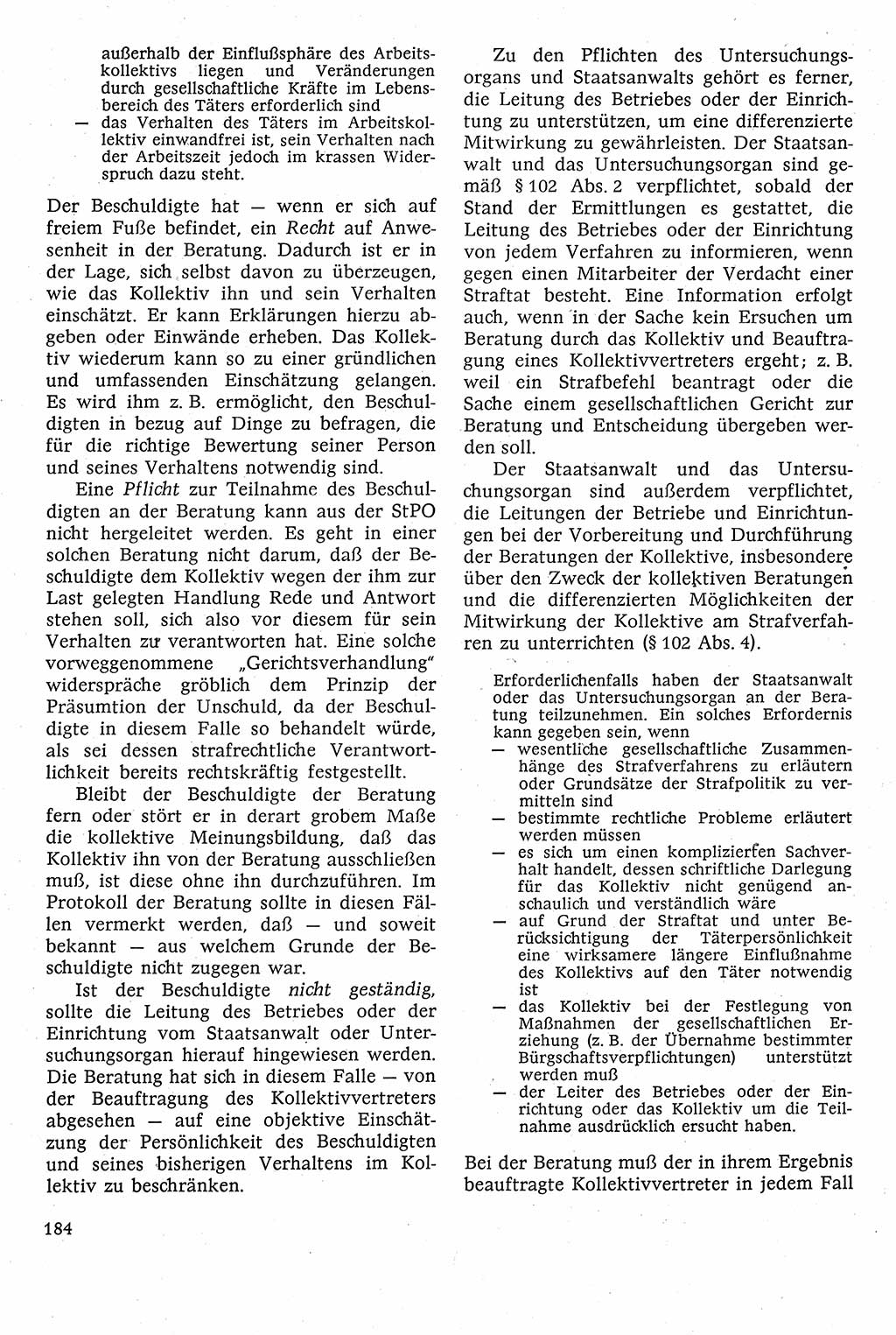 Strafverfahrensrecht [Deutsche Demokratische Republik (DDR)], Lehrbuch 1982, Seite 184 (Strafverf.-R. DDR Lb. 1982, S. 184)