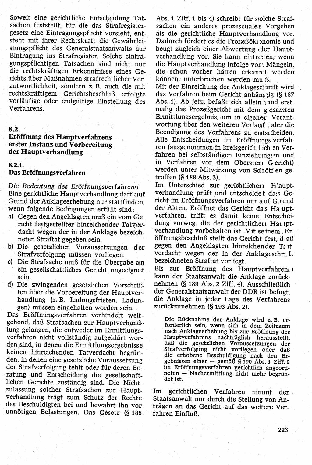 Strafverfahrensrecht [Deutsche Demokratische Republik (DDR)], Lehrbuch 1982, Seite 223 (Strafverf.-R. DDR Lb. 1982, S. 223)