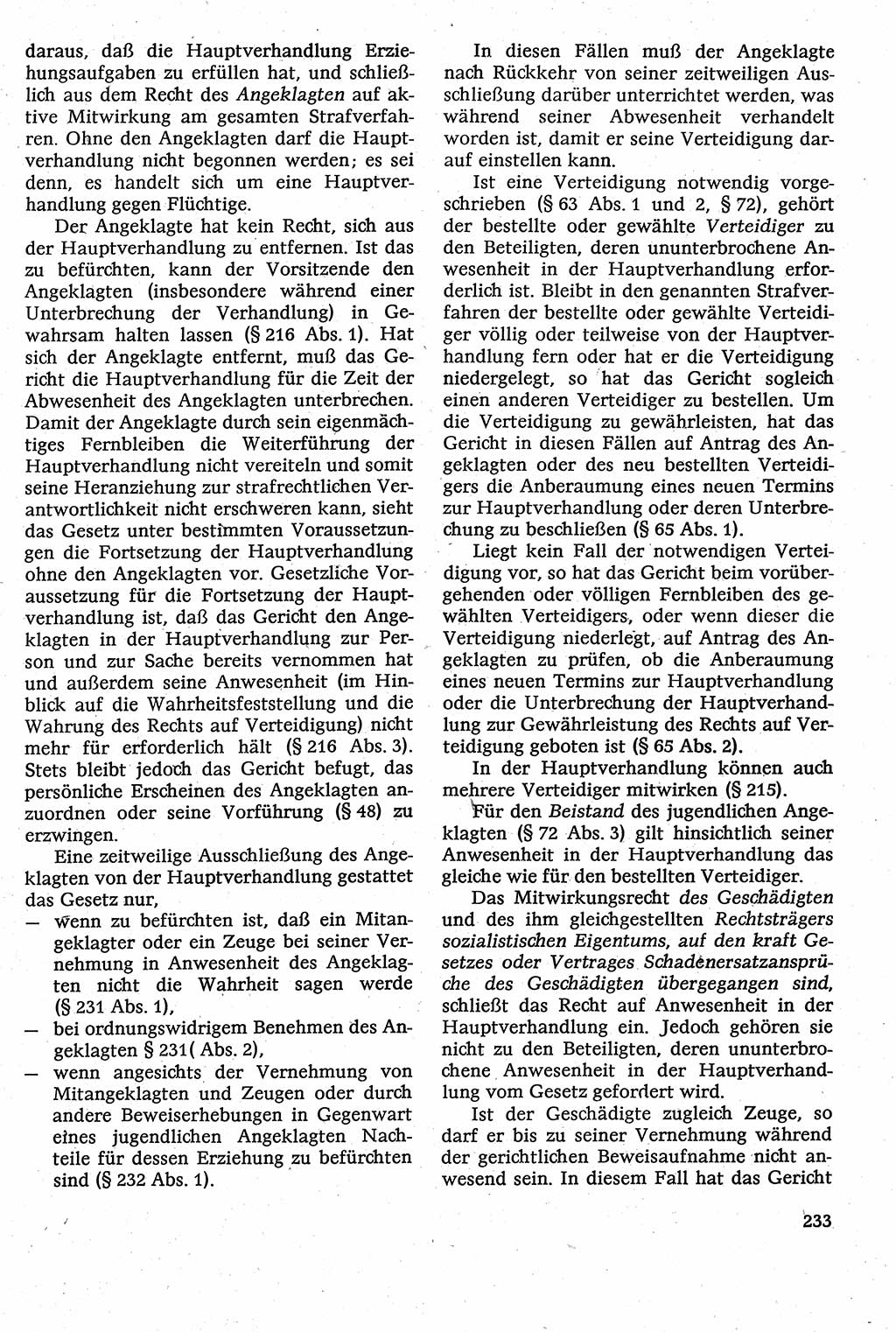 Strafverfahrensrecht [Deutsche Demokratische Republik (DDR)], Lehrbuch 1982, Seite 233 (Strafverf.-R. DDR Lb. 1982, S. 233)