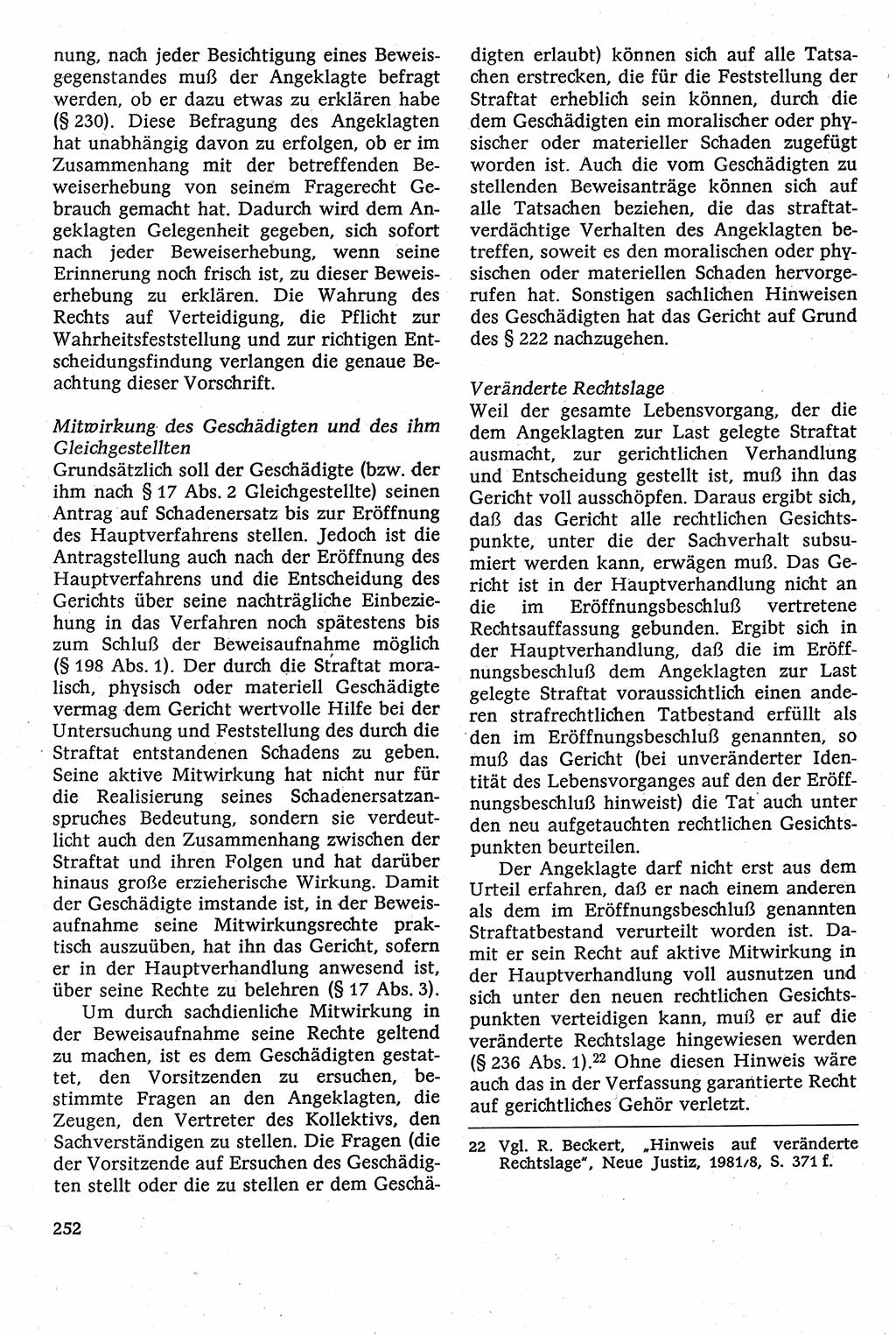 Strafverfahrensrecht [Deutsche Demokratische Republik (DDR)], Lehrbuch 1982, Seite 252 (Strafverf.-R. DDR Lb. 1982, S. 252)