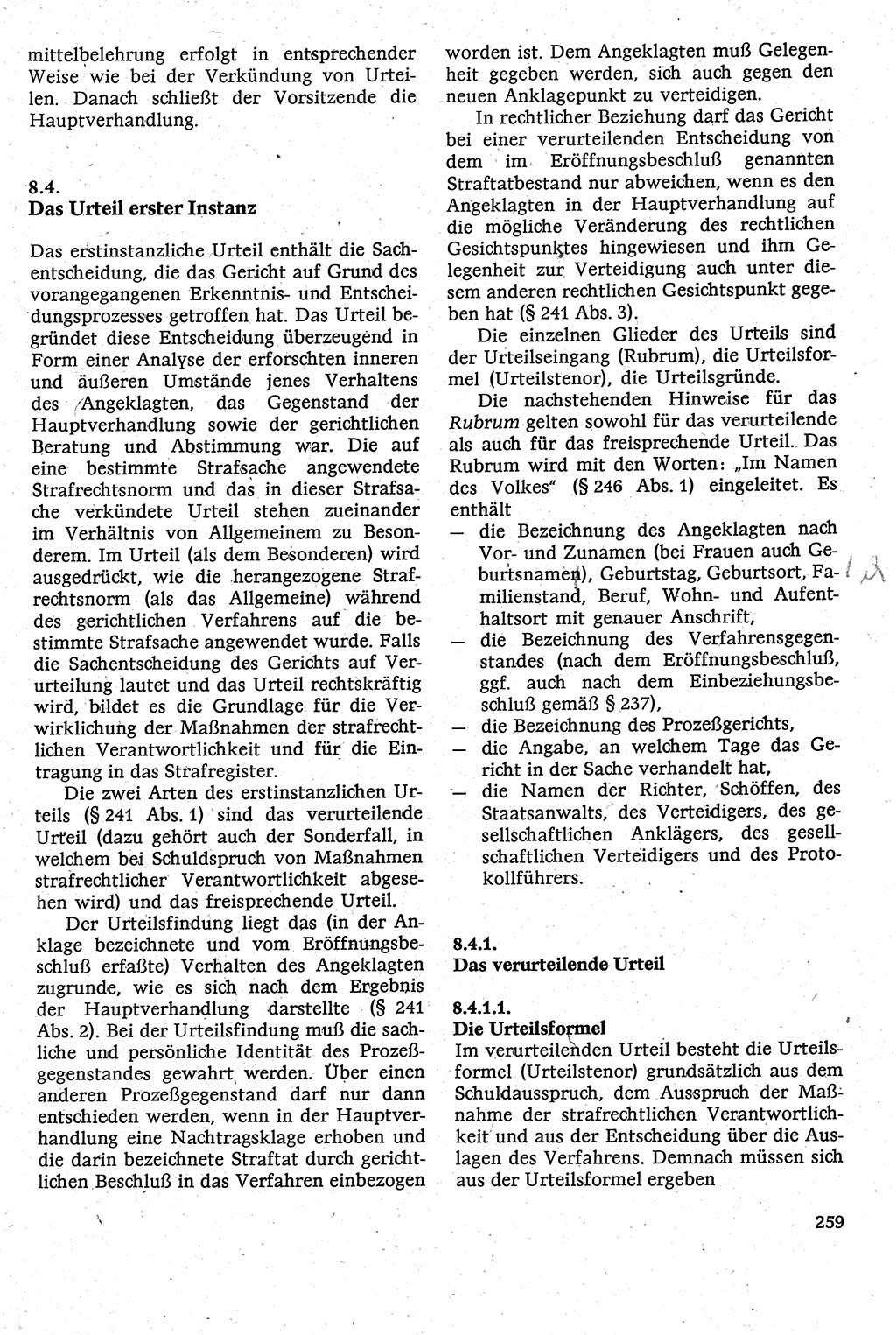 Strafverfahrensrecht [Deutsche Demokratische Republik (DDR)], Lehrbuch 1982, Seite 259 (Strafverf.-R. DDR Lb. 1982, S. 259)