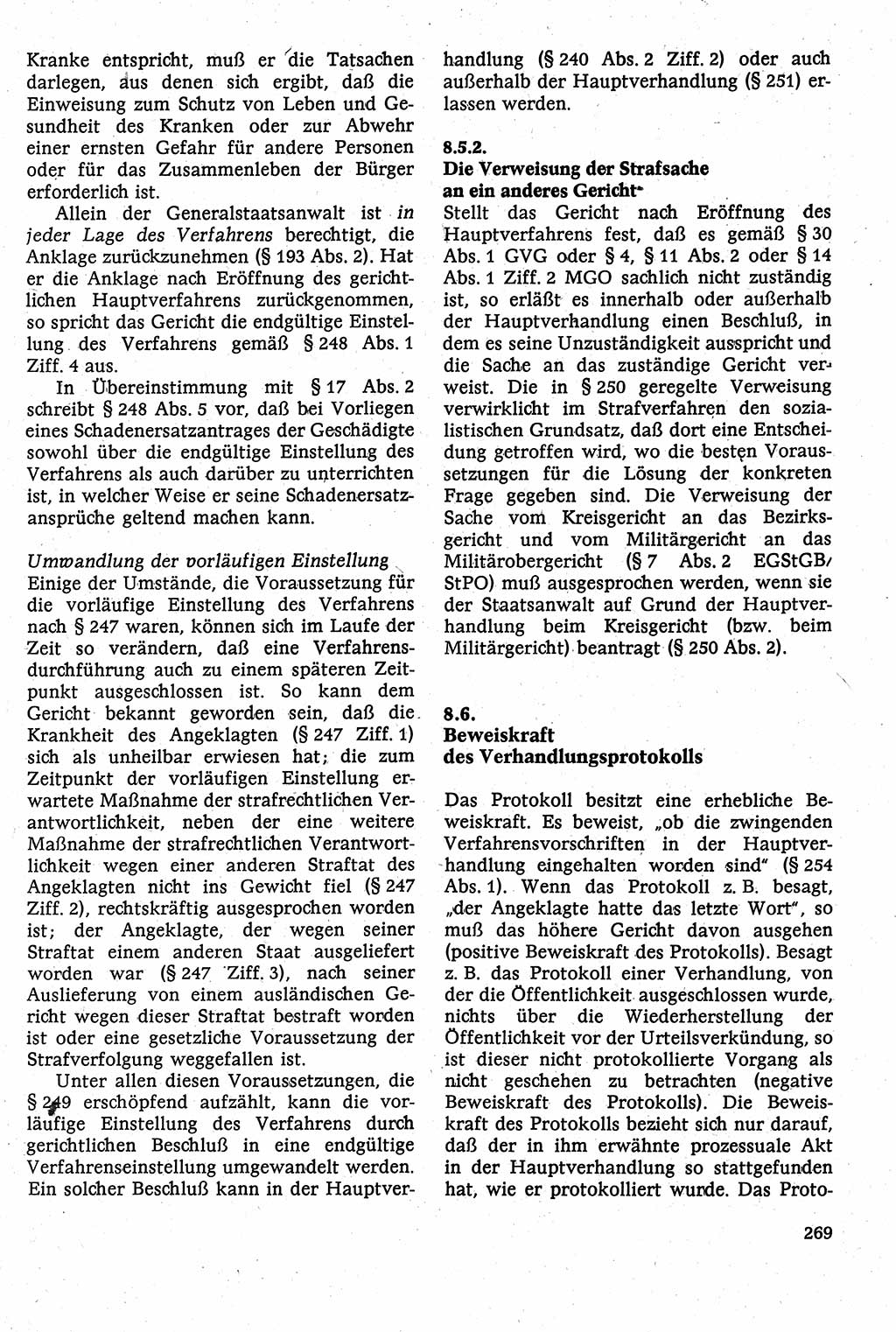 Strafverfahrensrecht [Deutsche Demokratische Republik (DDR)], Lehrbuch 1982, Seite 269 (Strafverf.-R. DDR Lb. 1982, S. 269)