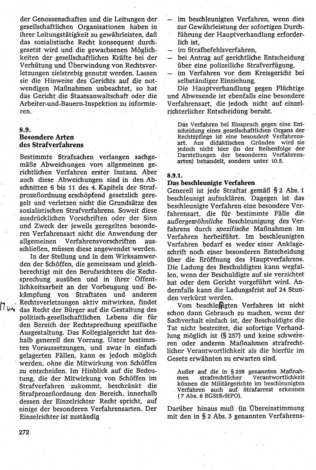 Strafverfahrensrecht [Deutsche Demokratische Republik (DDR)], Lehrbuch 1982, Seite 272 (Strafverf.-R. DDR Lb. 1982, S. 272)