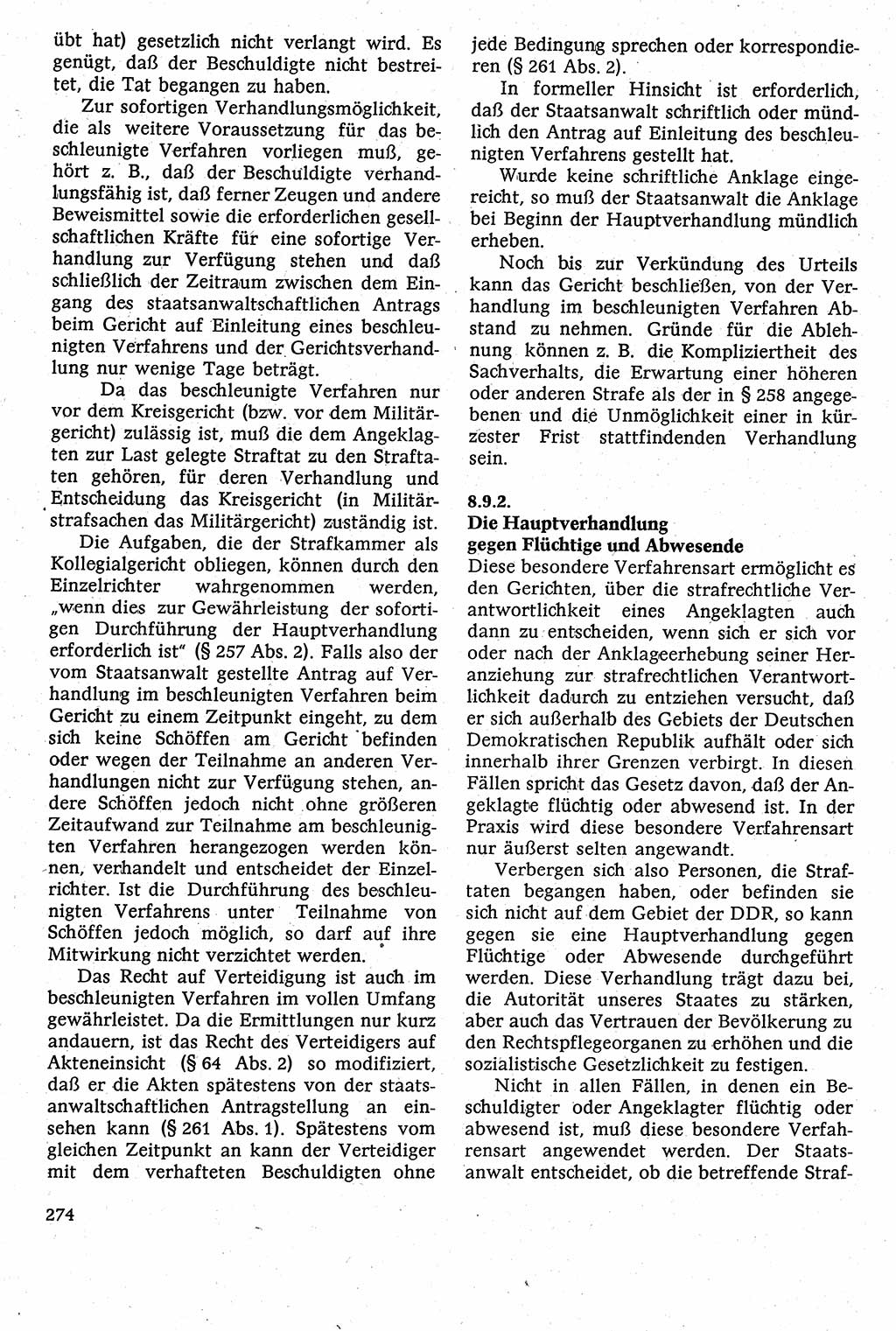 Strafverfahrensrecht [Deutsche Demokratische Republik (DDR)], Lehrbuch 1982, Seite 274 (Strafverf.-R. DDR Lb. 1982, S. 274)
