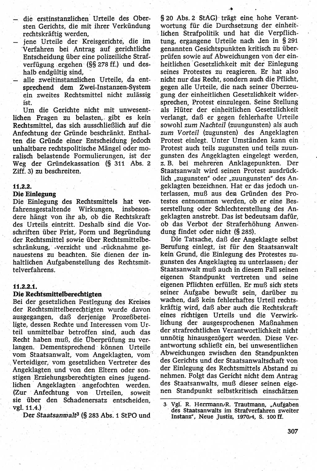 Strafverfahrensrecht [Deutsche Demokratische Republik (DDR)], Lehrbuch 1982, Seite 307 (Strafverf.-R. DDR Lb. 1982, S. 307)
