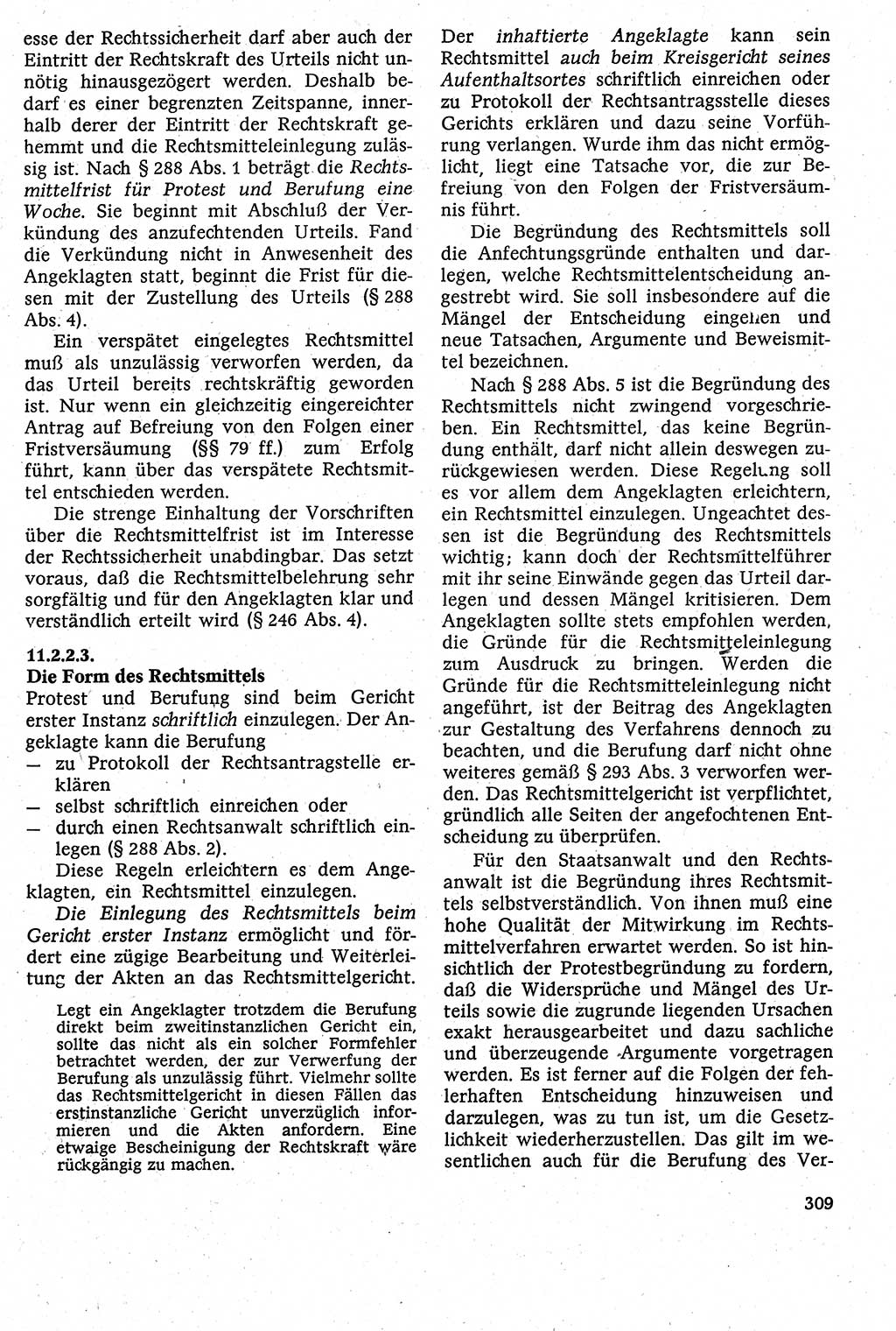 Strafverfahrensrecht [Deutsche Demokratische Republik (DDR)], Lehrbuch 1982, Seite 309 (Strafverf.-R. DDR Lb. 1982, S. 309)