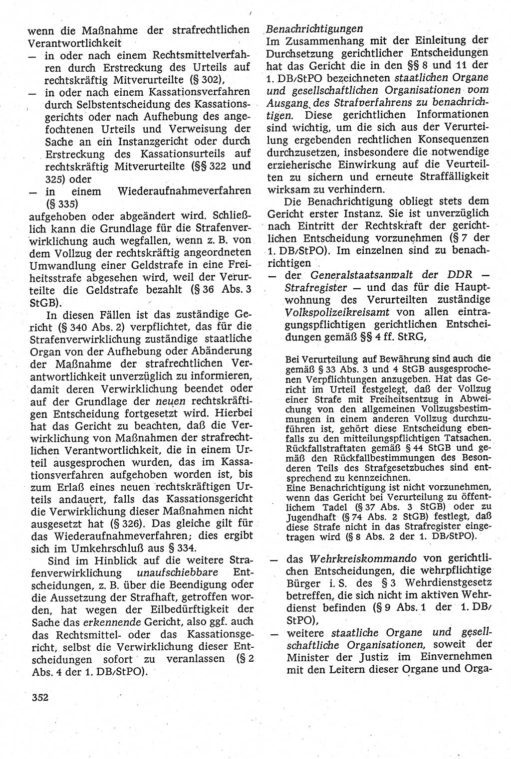 Strafverfahrensrecht [Deutsche Demokratische Republik (DDR)], Lehrbuch 1982, Seite 352 (Strafverf.-R. DDR Lb. 1982, S. 352)