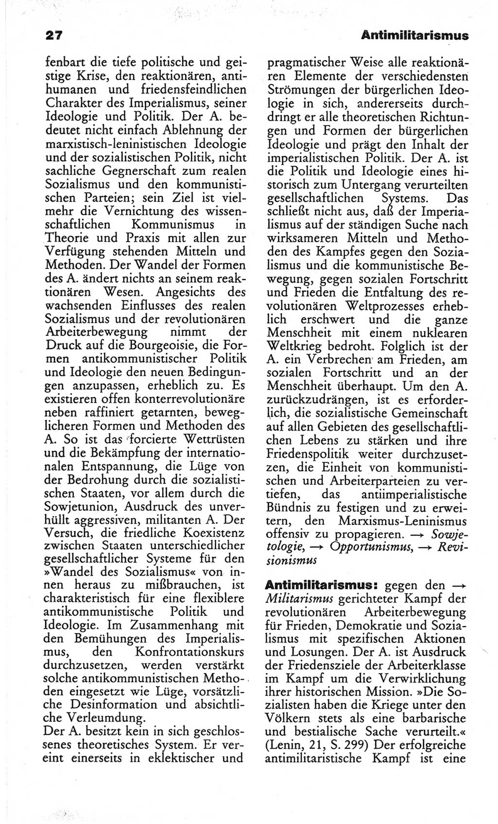 Wörterbuch des wissenschaftlichen Kommunismus [Deutsche Demokratische Republik (DDR)] 1982, Seite 27 (Wb. wiss. Komm. DDR 1982, S. 27)
