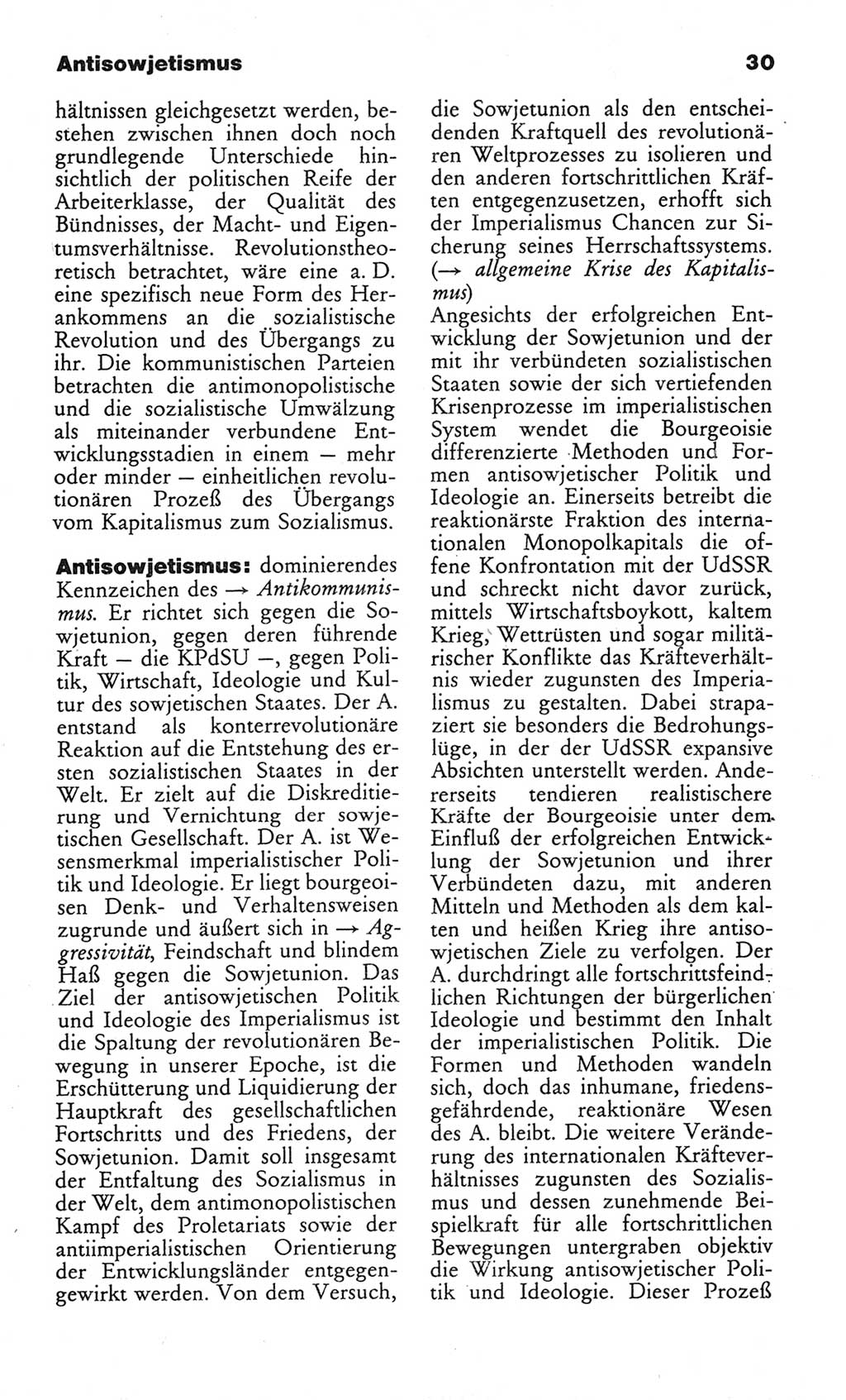 Wörterbuch des wissenschaftlichen Kommunismus [Deutsche Demokratische Republik (DDR)] 1982, Seite 30 (Wb. wiss. Komm. DDR 1982, S. 30)