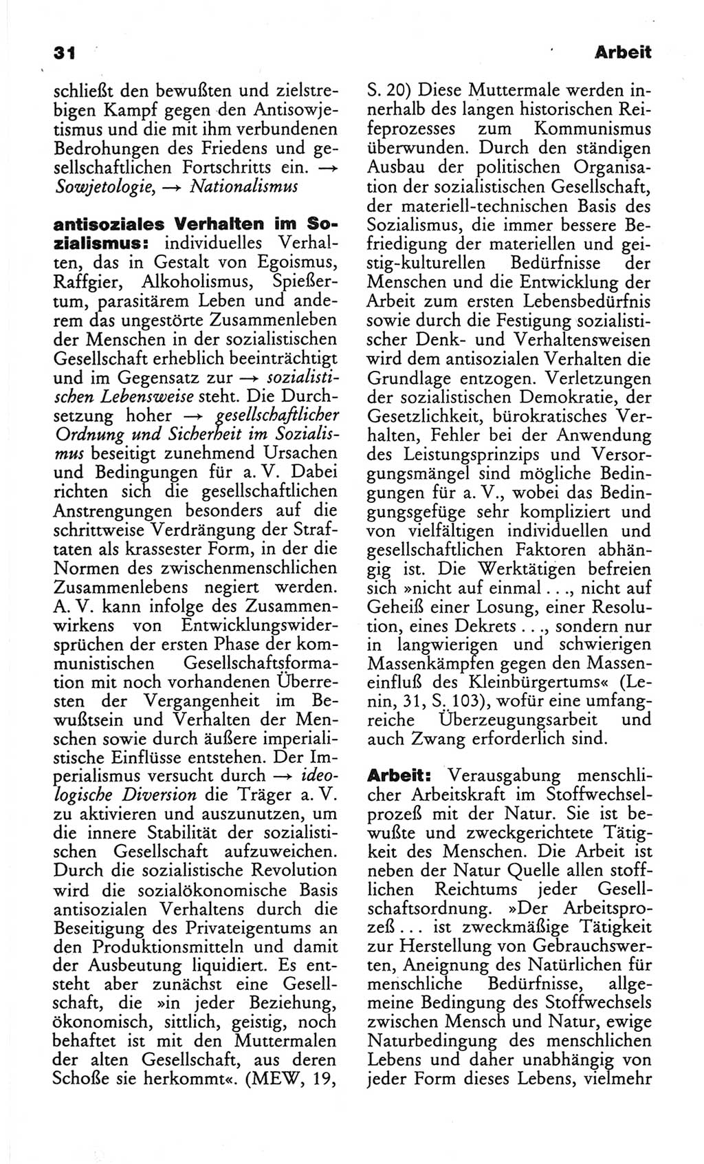 Wörterbuch des wissenschaftlichen Kommunismus [Deutsche Demokratische Republik (DDR)] 1982, Seite 31 (Wb. wiss. Komm. DDR 1982, S. 31)