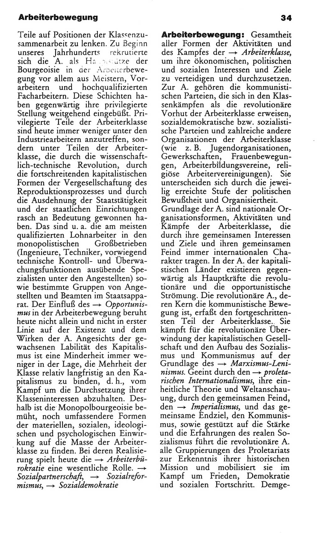 Wörterbuch des wissenschaftlichen Kommunismus [Deutsche Demokratische Republik (DDR)] 1982, Seite 34 (Wb. wiss. Komm. DDR 1982, S. 34)