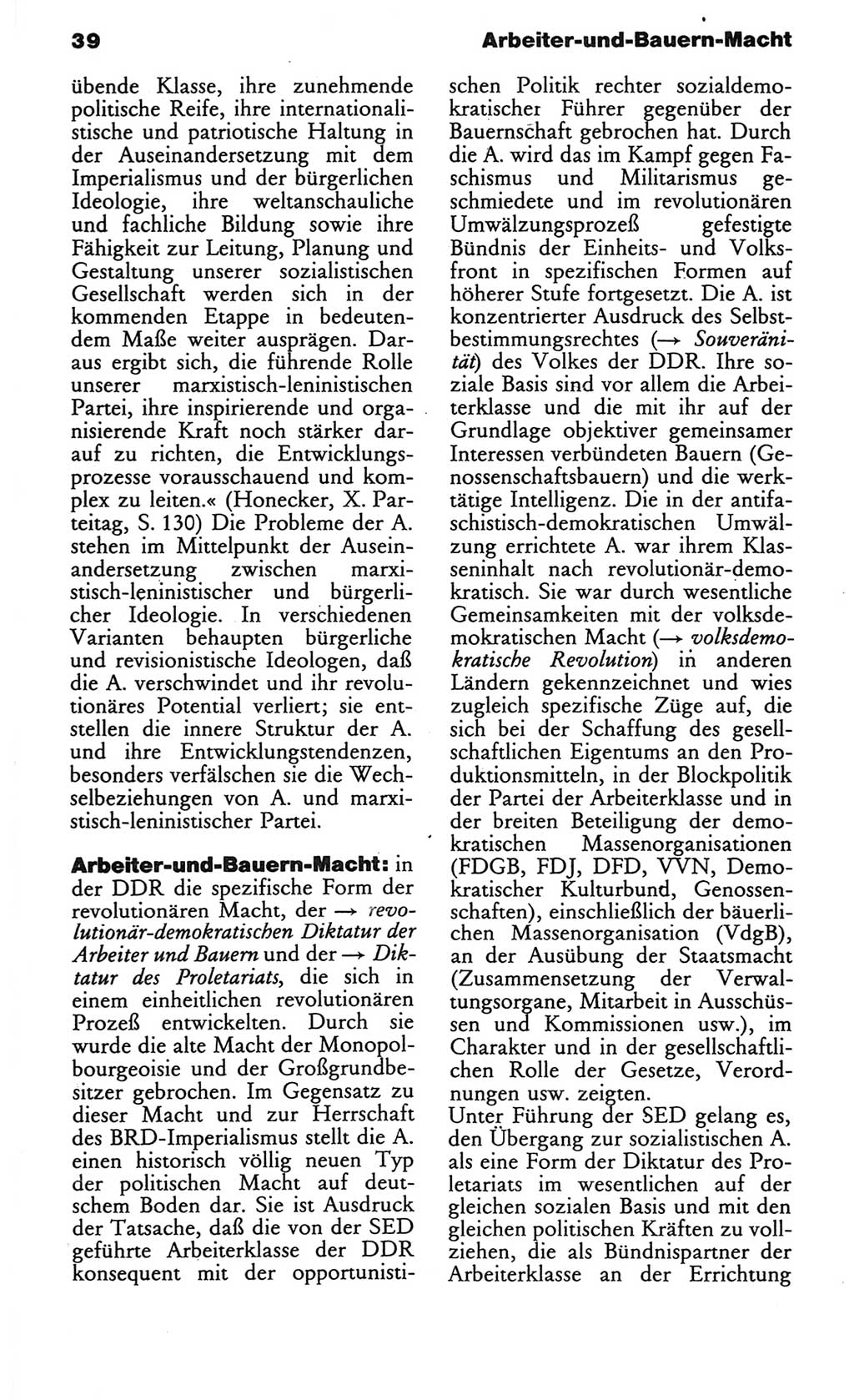 Wörterbuch des wissenschaftlichen Kommunismus [Deutsche Demokratische Republik (DDR)] 1982, Seite 39 (Wb. wiss. Komm. DDR 1982, S. 39)