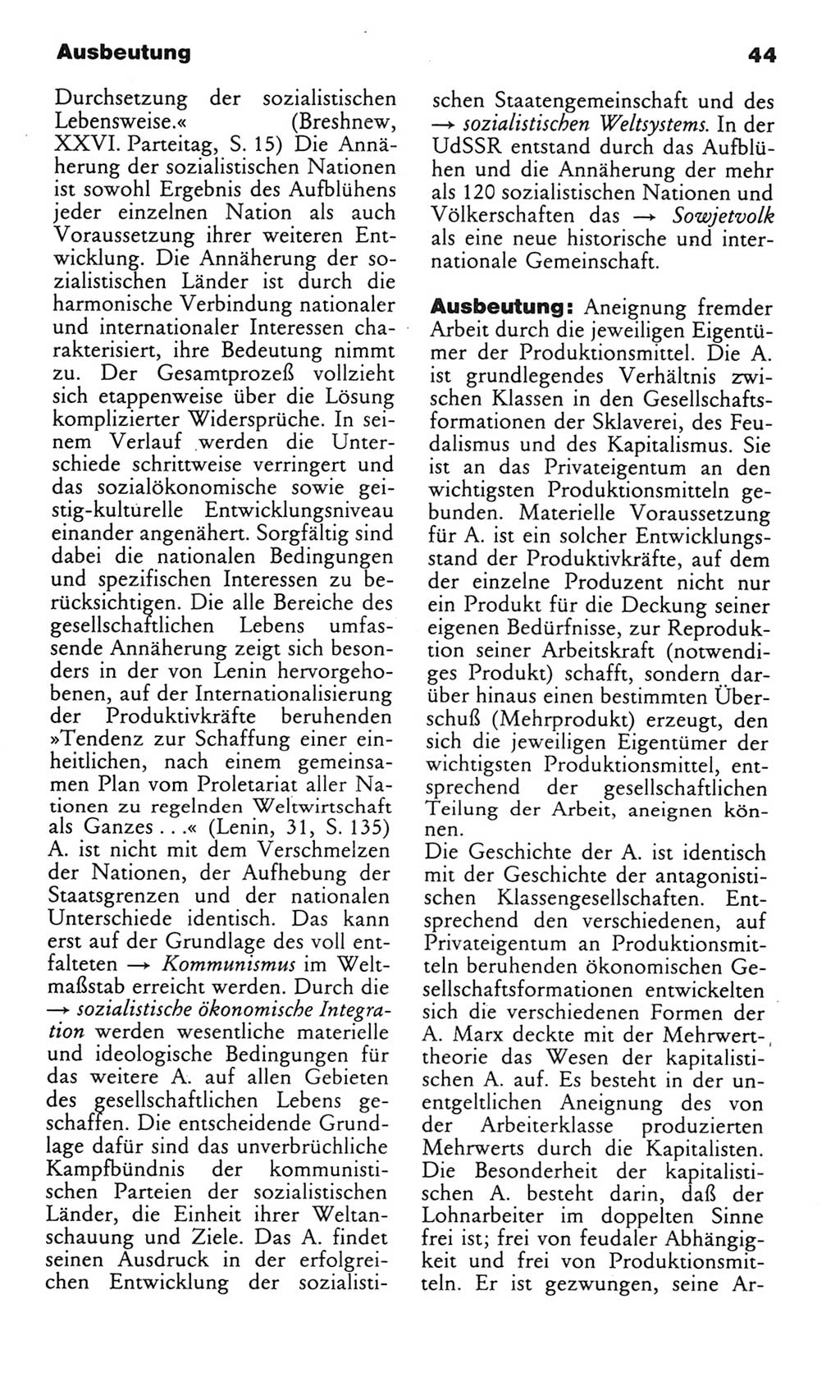 Wörterbuch des wissenschaftlichen Kommunismus [Deutsche Demokratische Republik (DDR)] 1982, Seite 44 (Wb. wiss. Komm. DDR 1982, S. 44)