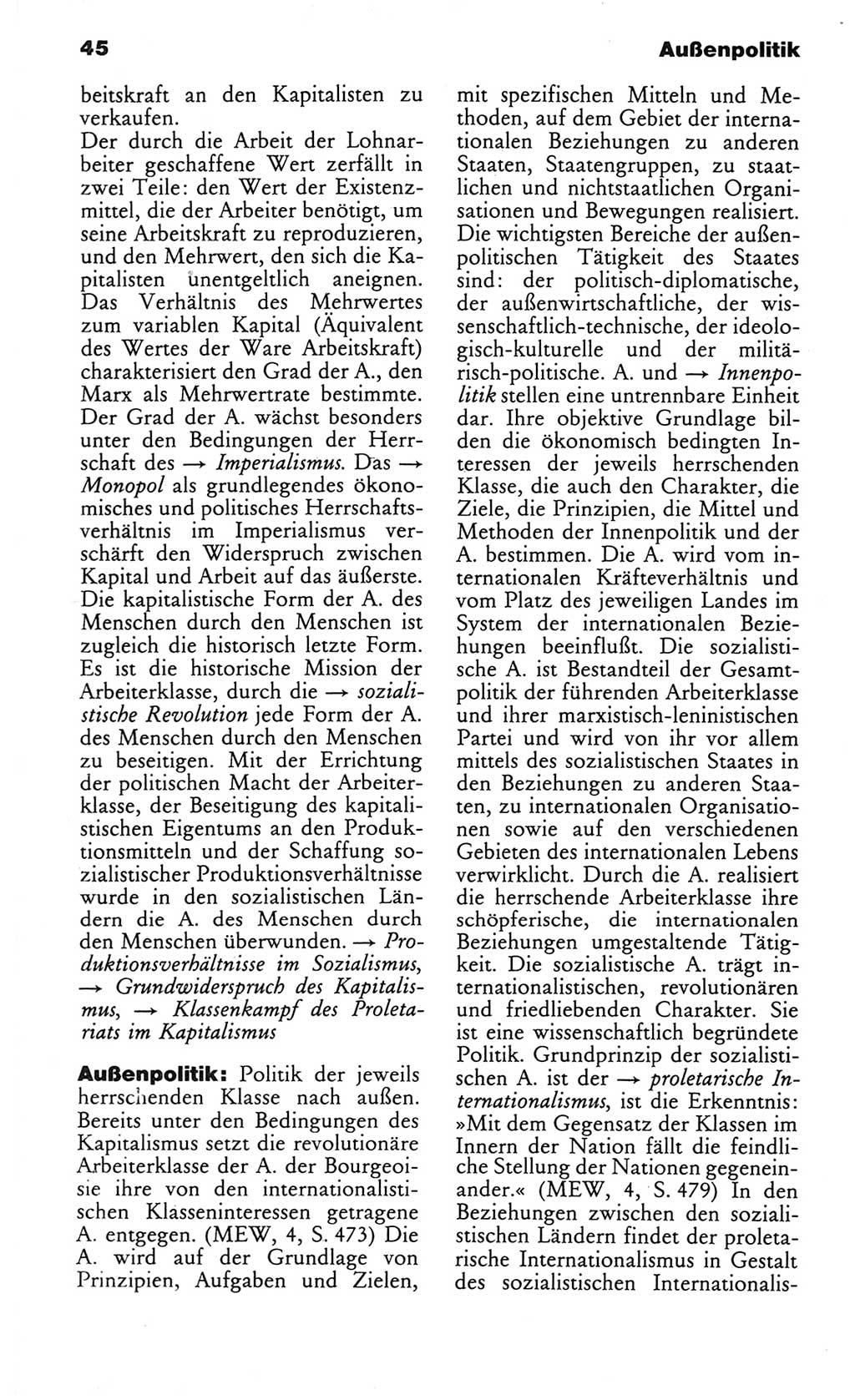 Wörterbuch des wissenschaftlichen Kommunismus [Deutsche Demokratische Republik (DDR)] 1982, Seite 45 (Wb. wiss. Komm. DDR 1982, S. 45)