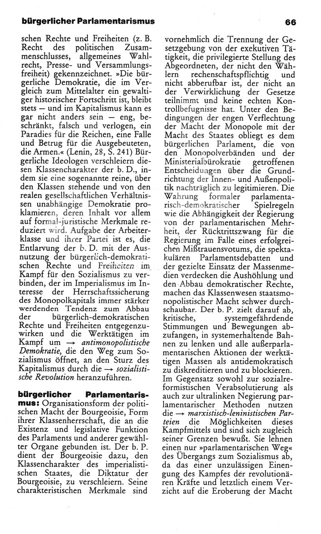 Wörterbuch des wissenschaftlichen Kommunismus [Deutsche Demokratische Republik (DDR)] 1982, Seite 66 (Wb. wiss. Komm. DDR 1982, S. 66)