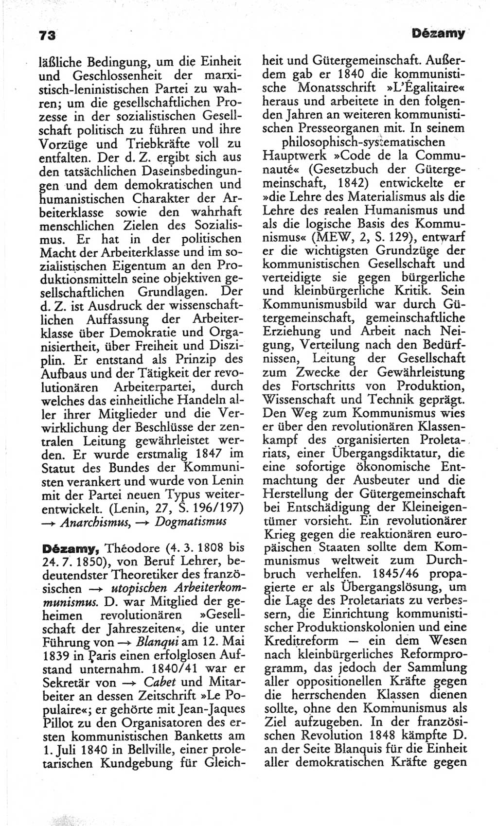Wörterbuch des wissenschaftlichen Kommunismus [Deutsche Demokratische Republik (DDR)] 1982, Seite 73 (Wb. wiss. Komm. DDR 1982, S. 73)