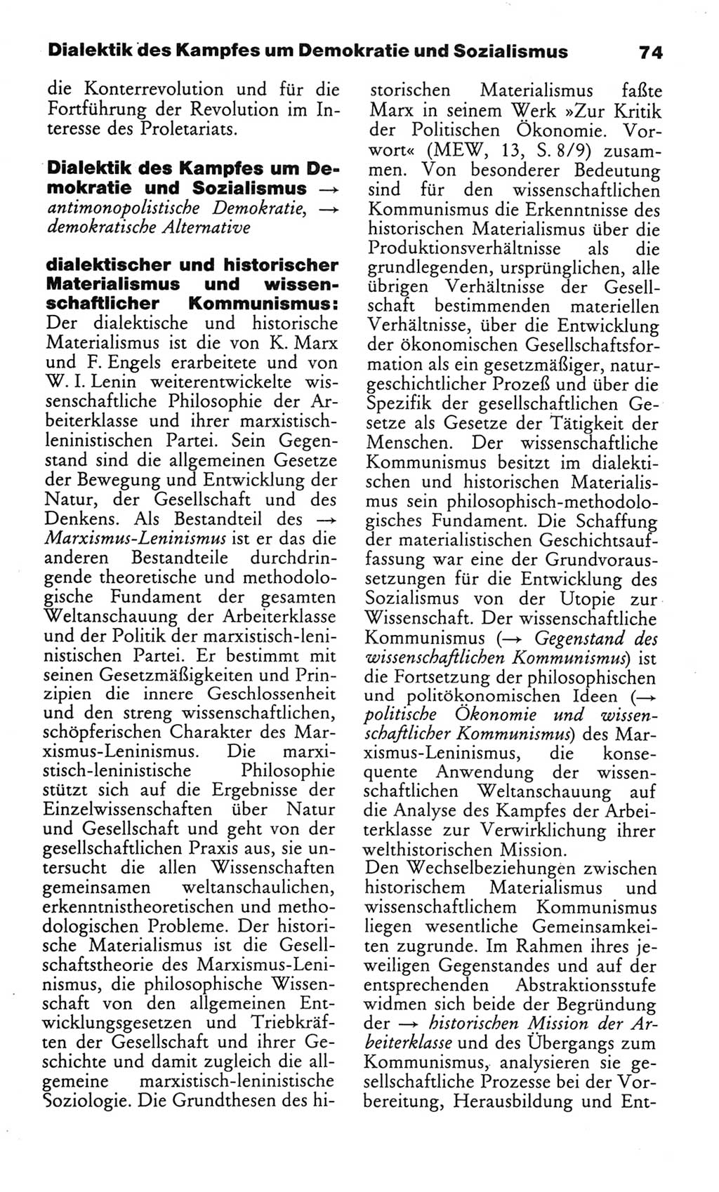 Wörterbuch des wissenschaftlichen Kommunismus [Deutsche Demokratische Republik (DDR)] 1982, Seite 74 (Wb. wiss. Komm. DDR 1982, S. 74)