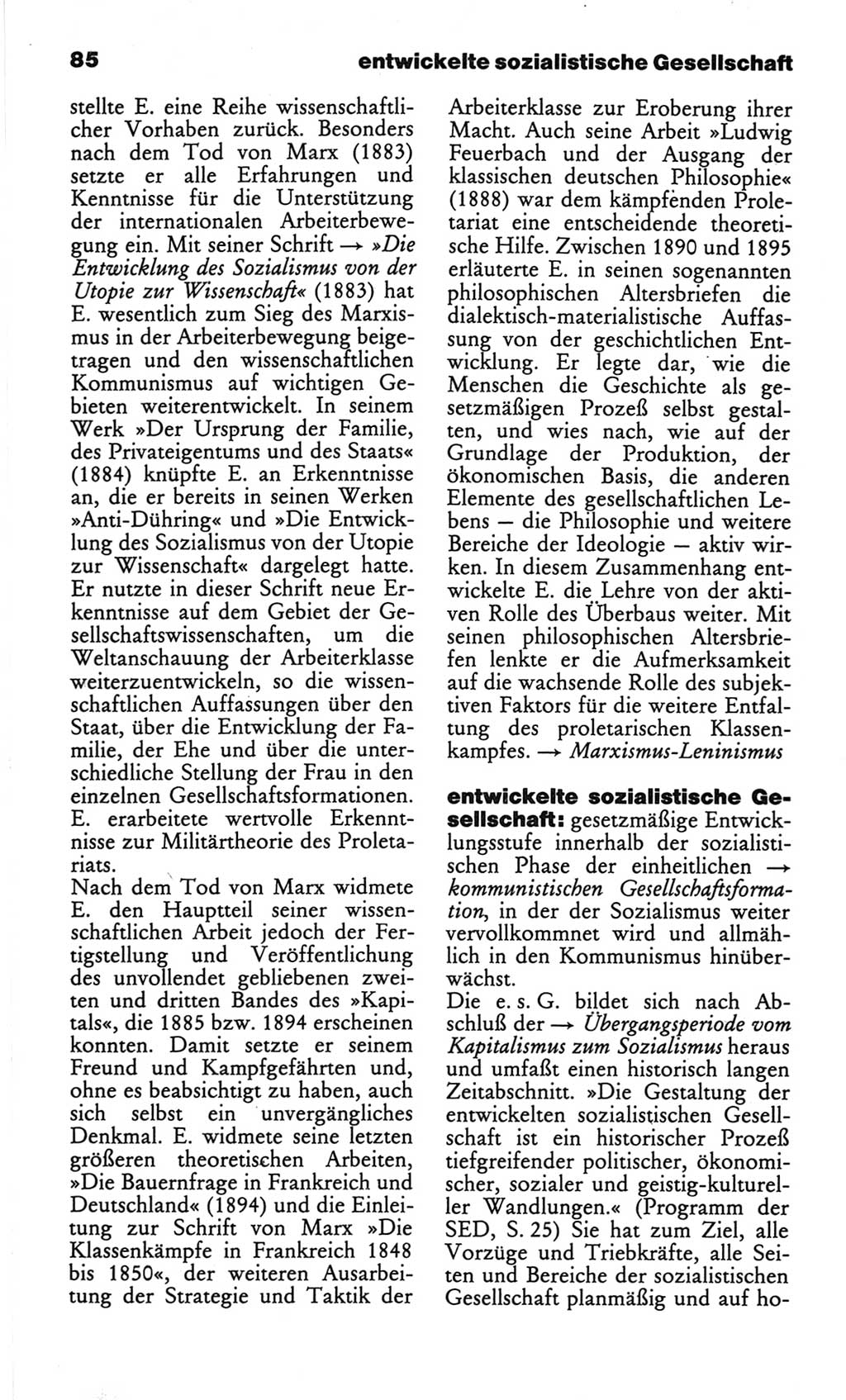 Wörterbuch des wissenschaftlichen Kommunismus [Deutsche Demokratische Republik (DDR)] 1982, Seite 85 (Wb. wiss. Komm. DDR 1982, S. 85)