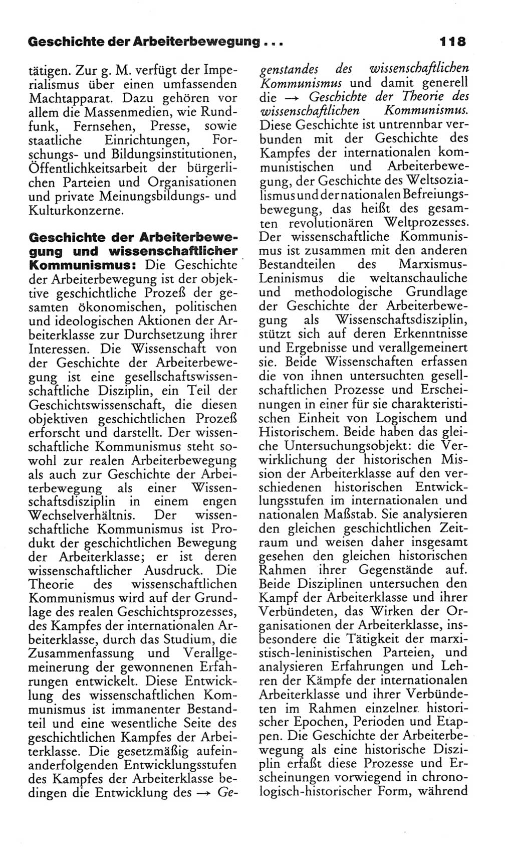 Wörterbuch des wissenschaftlichen Kommunismus [Deutsche Demokratische Republik (DDR)] 1982, Seite 118 (Wb. wiss. Komm. DDR 1982, S. 118)