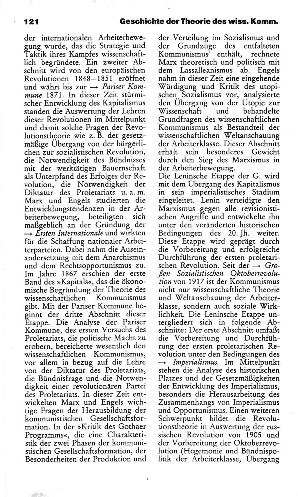Wörterbuch des wissenschaftlichen Kommunismus [Deutsche Demokratische Republik (DDR)] 1982, Seite 121 (Wb. wiss. Komm. DDR 1982, S. 121)
