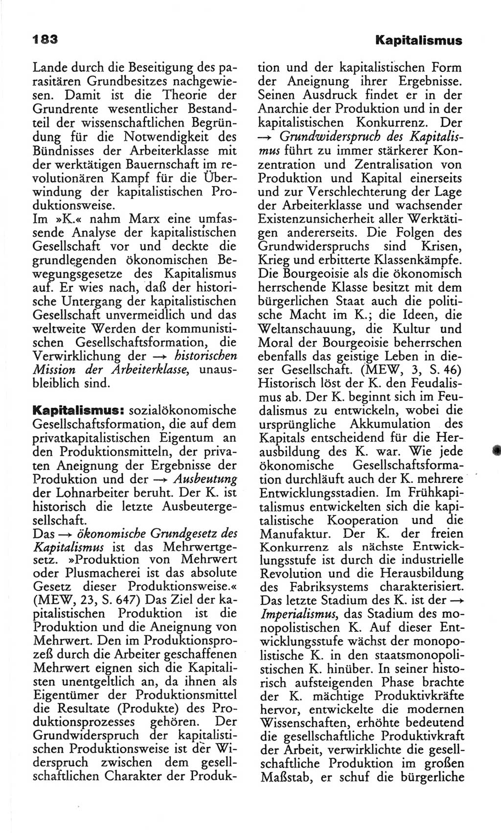Wörterbuch des wissenschaftlichen Kommunismus [Deutsche Demokratische Republik (DDR)] 1982, Seite 183 (Wb. wiss. Komm. DDR 1982, S. 183)