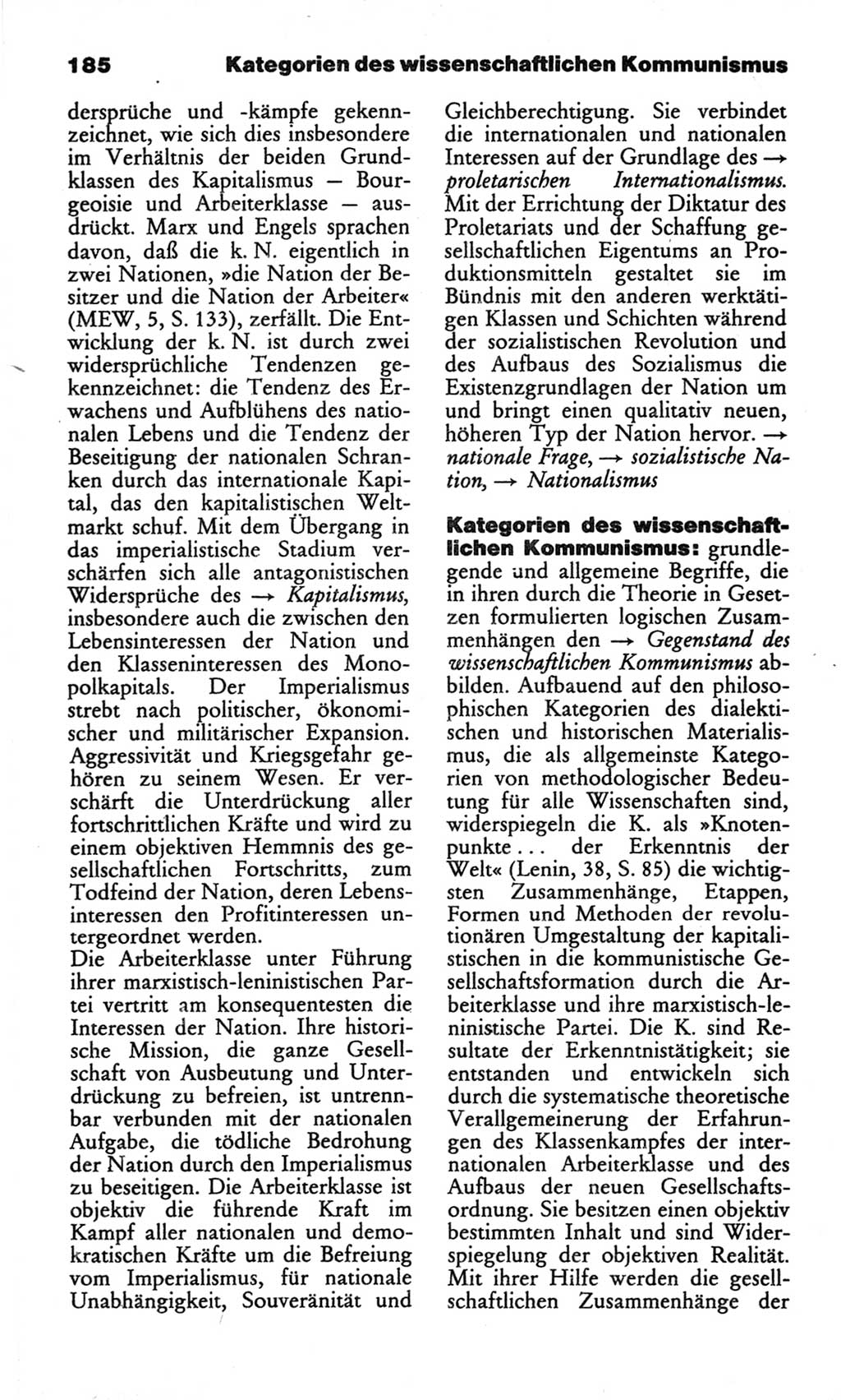 Wörterbuch des wissenschaftlichen Kommunismus [Deutsche Demokratische Republik (DDR)] 1982, Seite 185 (Wb. wiss. Komm. DDR 1982, S. 185)