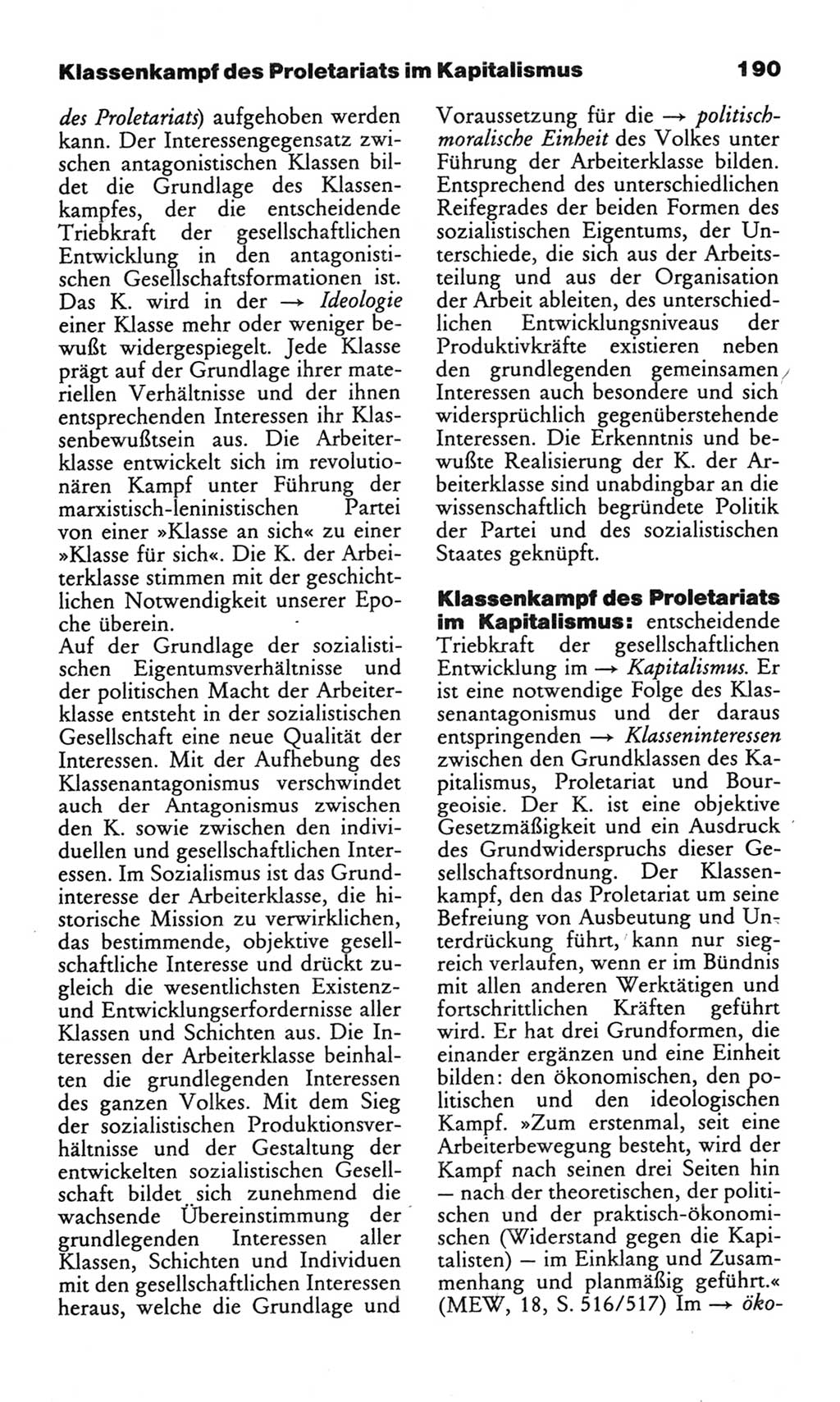 Wörterbuch des wissenschaftlichen Kommunismus [Deutsche Demokratische Republik (DDR)] 1982, Seite 190 (Wb. wiss. Komm. DDR 1982, S. 190)