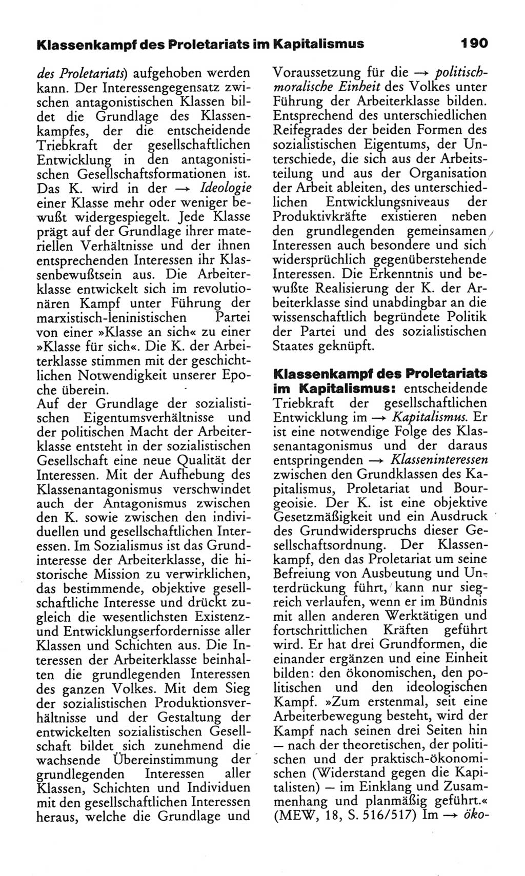 Wörterbuch des wissenschaftlichen Kommunismus [Deutsche Demokratische Republik (DDR)] 1982, Seite 190 (Wb. wiss. Komm. DDR 1982, S. 190)