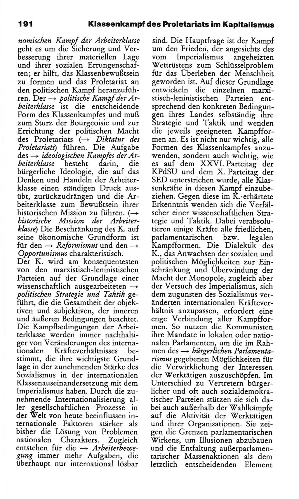 Wörterbuch des wissenschaftlichen Kommunismus [Deutsche Demokratische Republik (DDR)] 1982, Seite 191 (Wb. wiss. Komm. DDR 1982, S. 191)