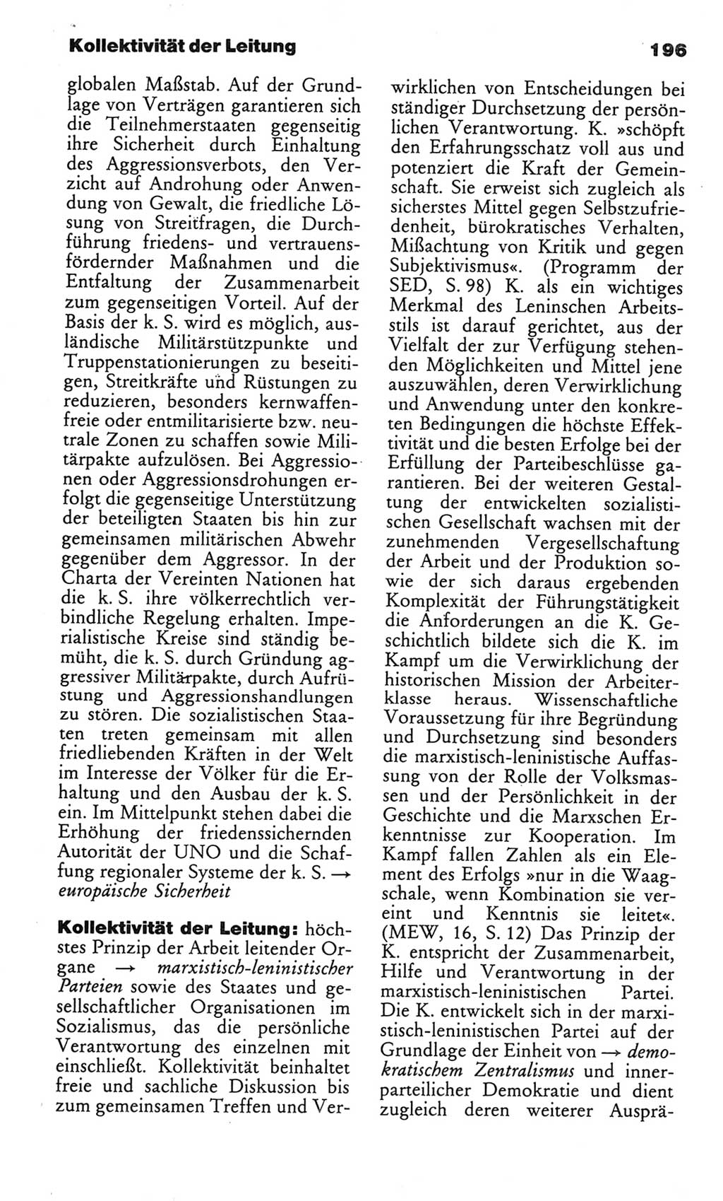 Wörterbuch des wissenschaftlichen Kommunismus [Deutsche Demokratische Republik (DDR)] 1982, Seite 196 (Wb. wiss. Komm. DDR 1982, S. 196)