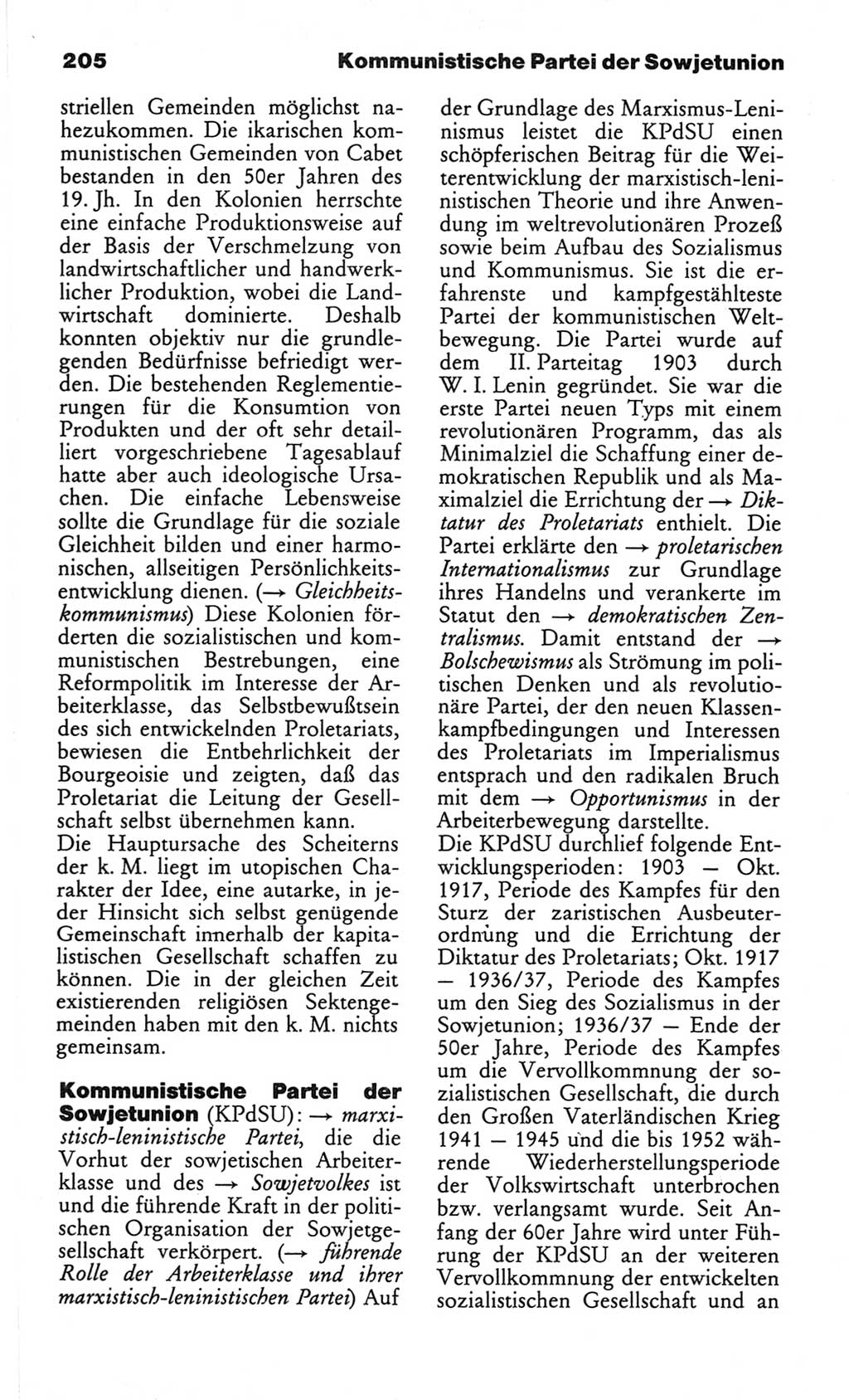 Wörterbuch des wissenschaftlichen Kommunismus [Deutsche Demokratische Republik (DDR)] 1982, Seite 205 (Wb. wiss. Komm. DDR 1982, S. 205)
