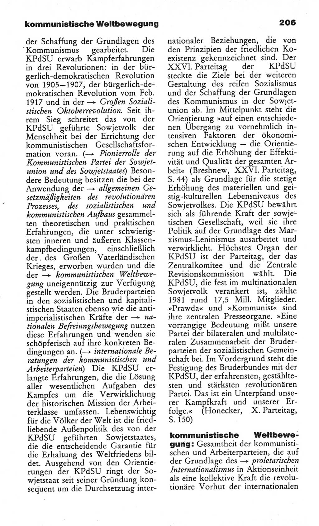 Wörterbuch des wissenschaftlichen Kommunismus [Deutsche Demokratische Republik (DDR)] 1982, Seite 206 (Wb. wiss. Komm. DDR 1982, S. 206)