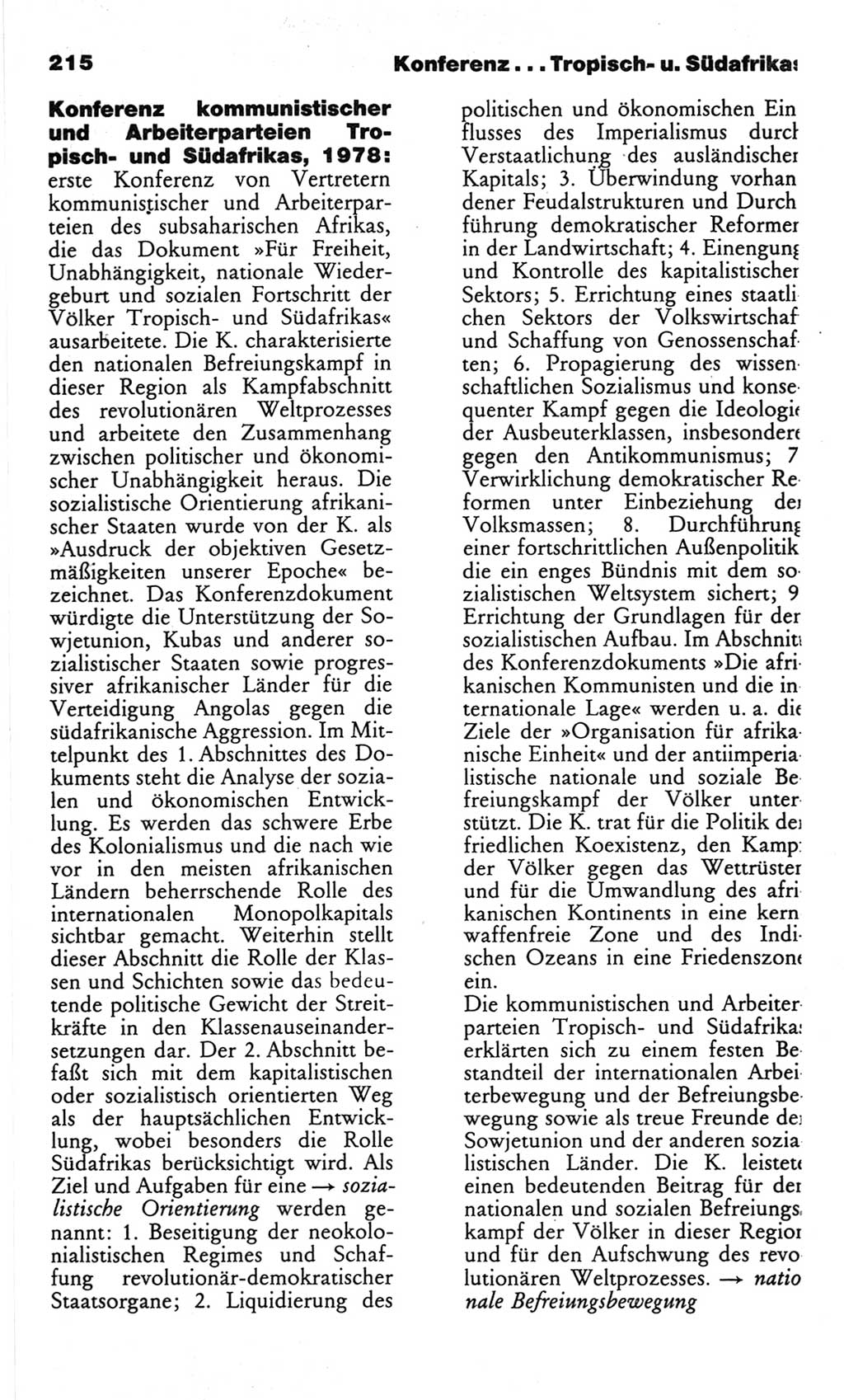 Wörterbuch des wissenschaftlichen Kommunismus [Deutsche Demokratische Republik (DDR)] 1982, Seite 215 (Wb. wiss. Komm. DDR 1982, S. 215)