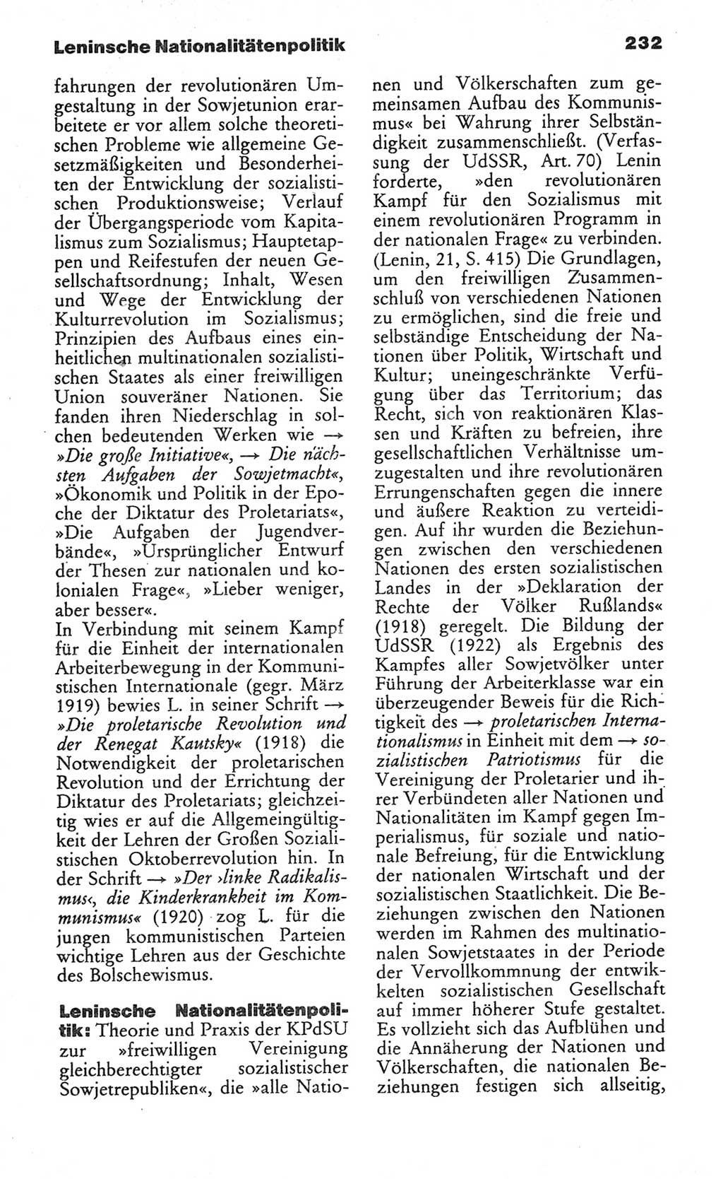 Wörterbuch des wissenschaftlichen Kommunismus [Deutsche Demokratische Republik (DDR)] 1982, Seite 232 (Wb. wiss. Komm. DDR 1982, S. 232)