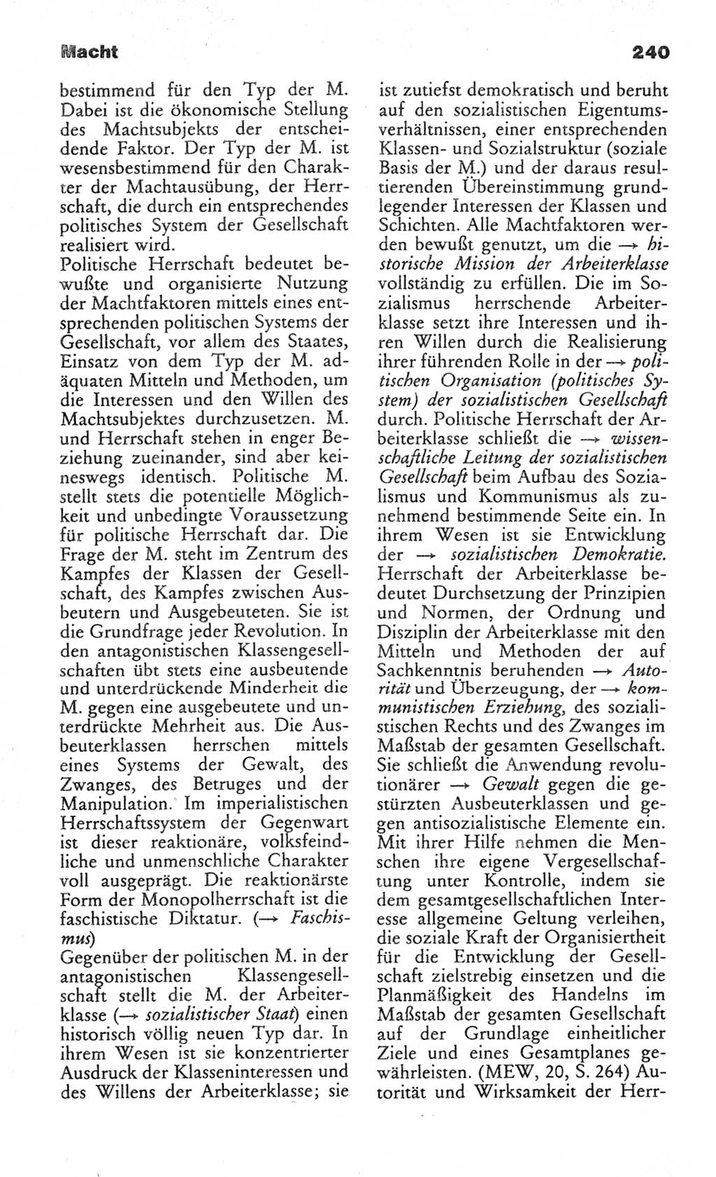 Wörterbuch des wissenschaftlichen Kommunismus [Deutsche Demokratische Republik (DDR)] 1982, Seite 240 (Wb. wiss. Komm. DDR 1982, S. 240)