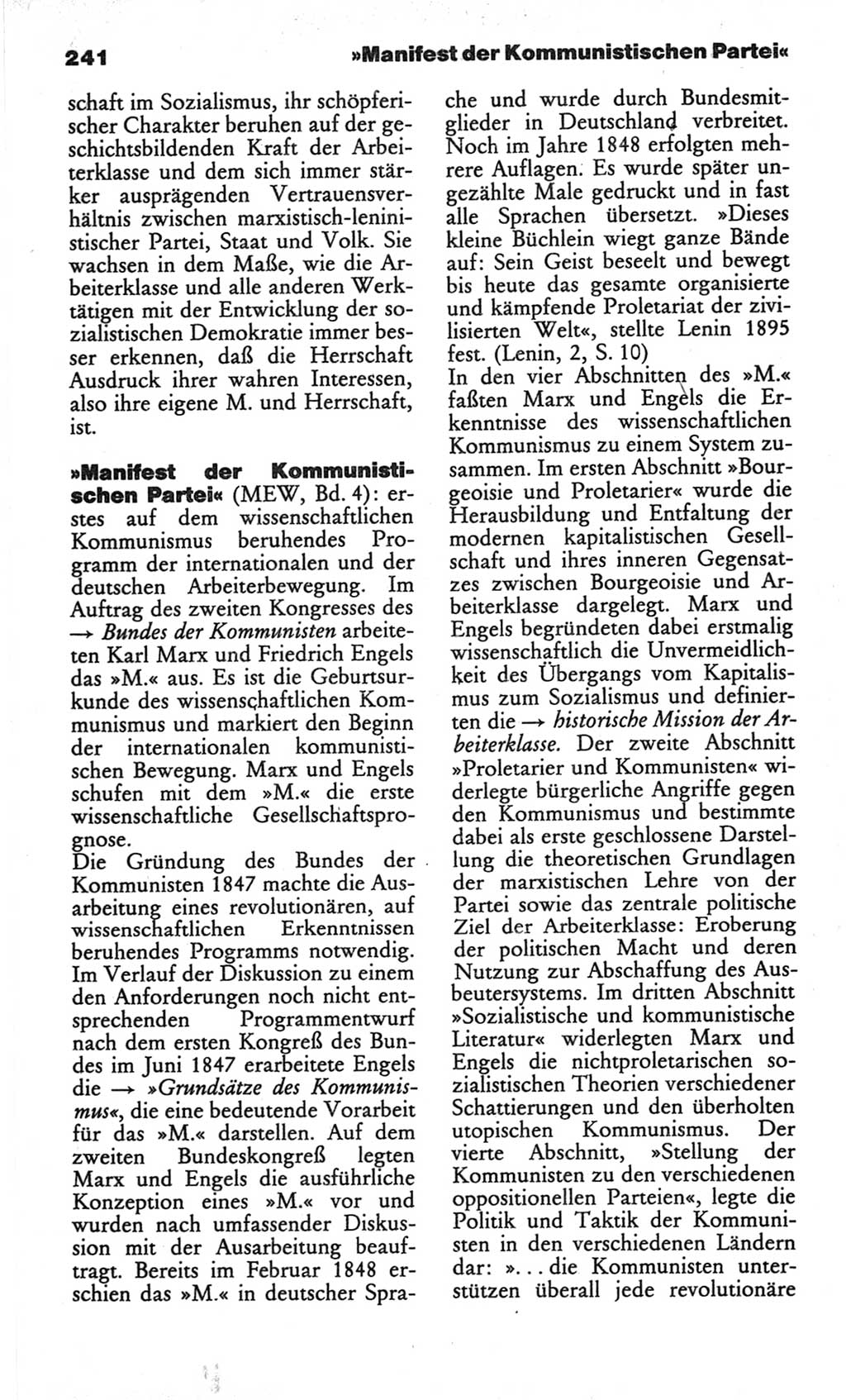 Wörterbuch des wissenschaftlichen Kommunismus [Deutsche Demokratische Republik (DDR)] 1982, Seite 241 (Wb. wiss. Komm. DDR 1982, S. 241)