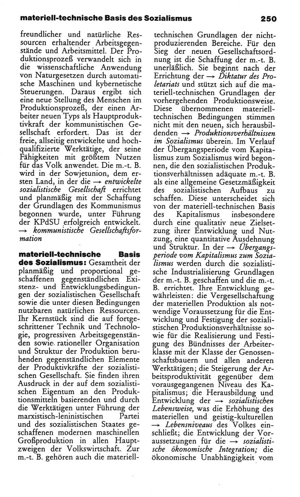 Wörterbuch des wissenschaftlichen Kommunismus [Deutsche Demokratische Republik (DDR)] 1982, Seite 250 (Wb. wiss. Komm. DDR 1982, S. 250)